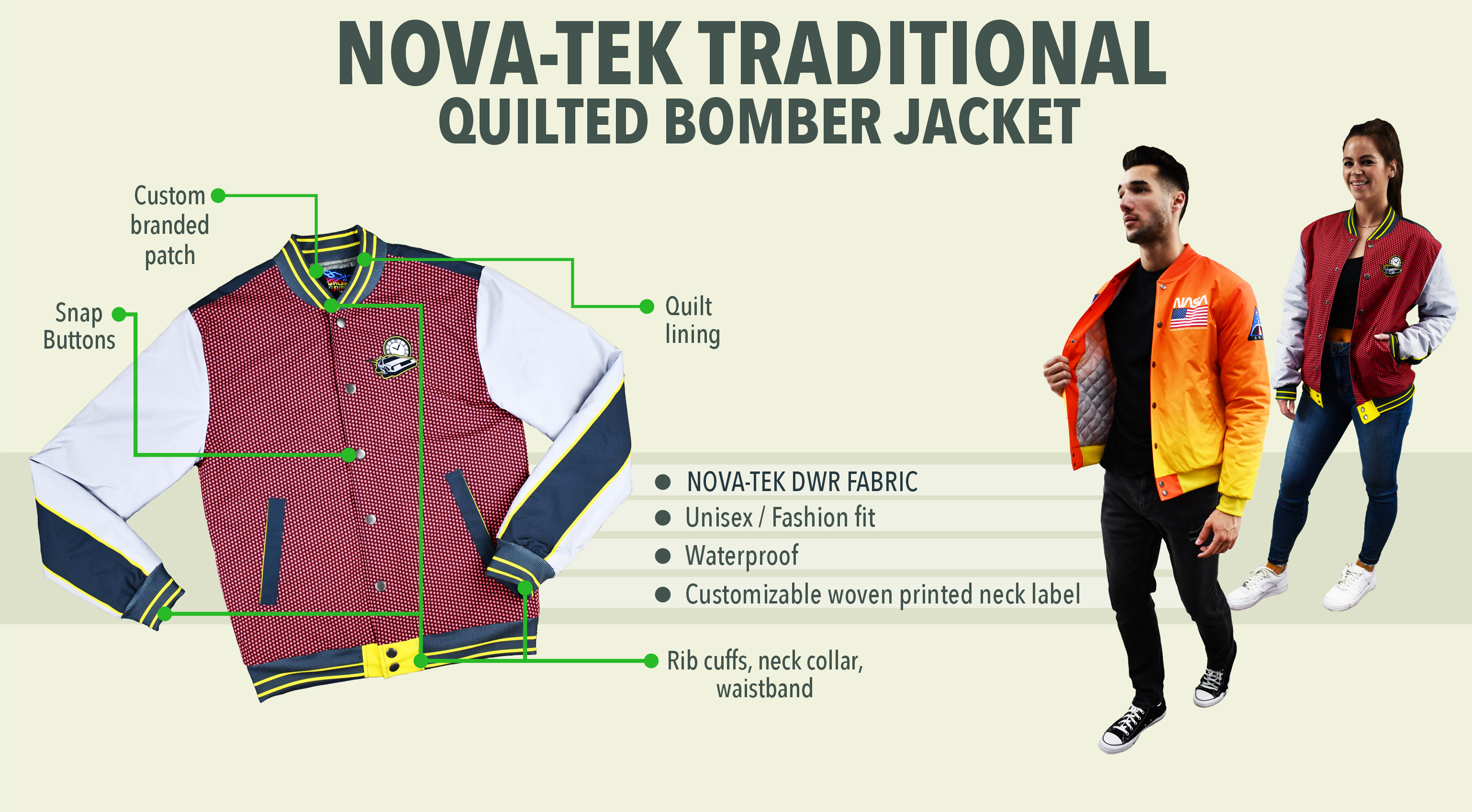 Nova-tek Traditional Quilted Bomber Jacket