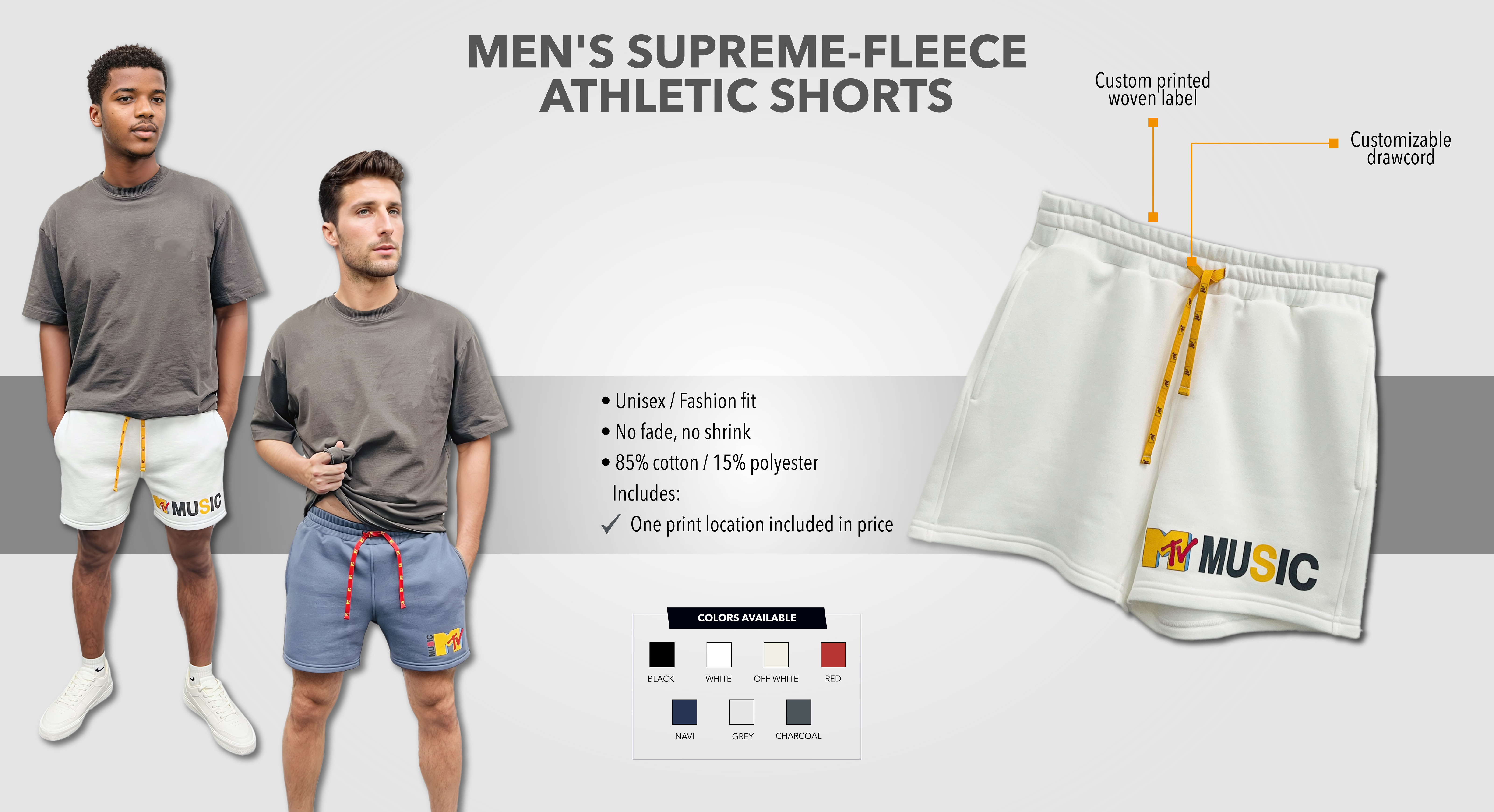Supreme-Fleece Men's Athletic Shorts