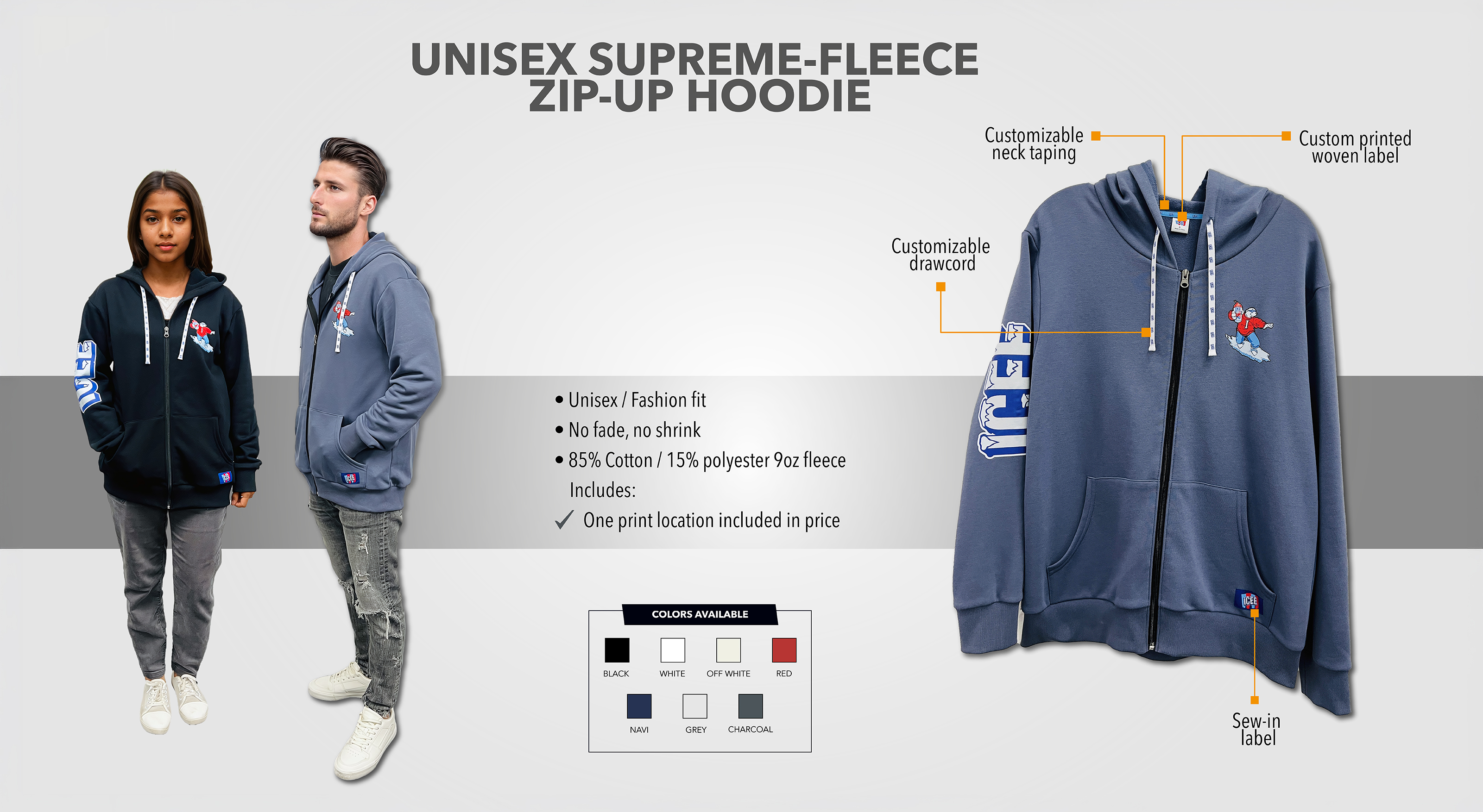 Supreme-Fleece Zip-Up Hoodie