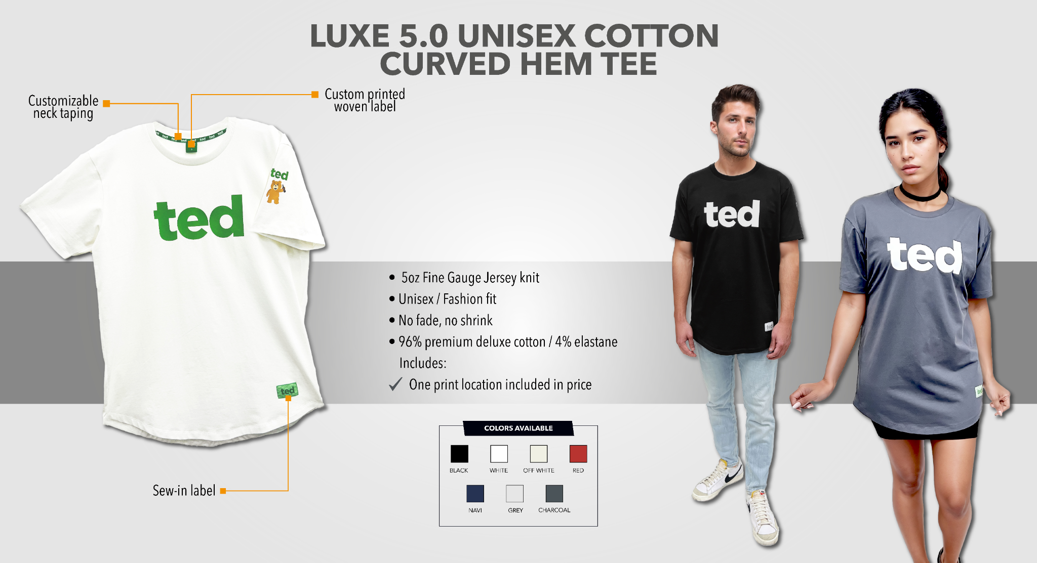 LUXE 5.0 Cotton Curved Hem Tee
