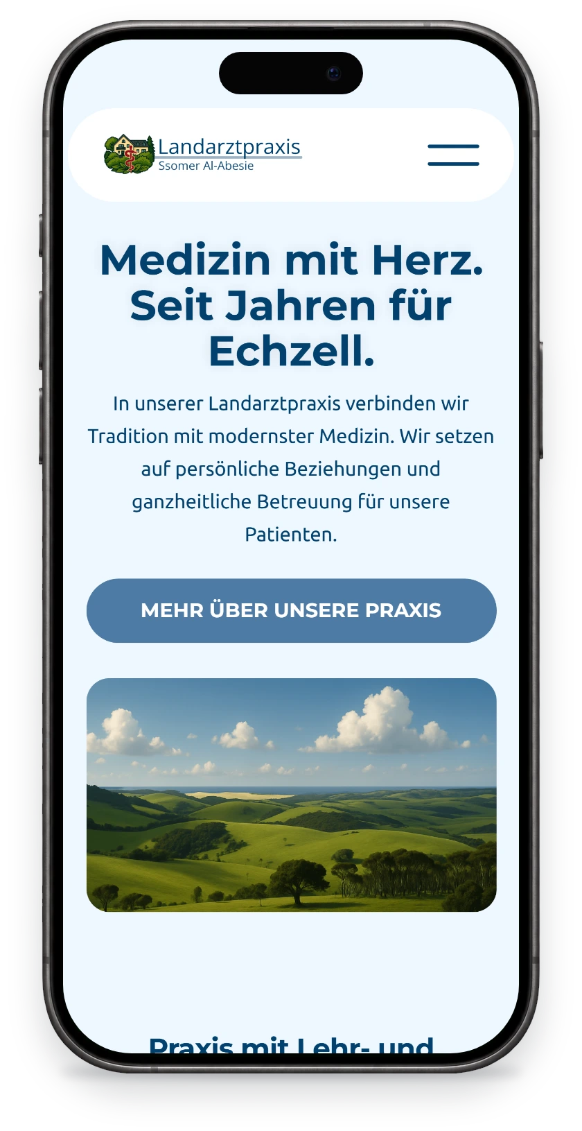 Website von Landarztpraxis Echzell auf dem Handy