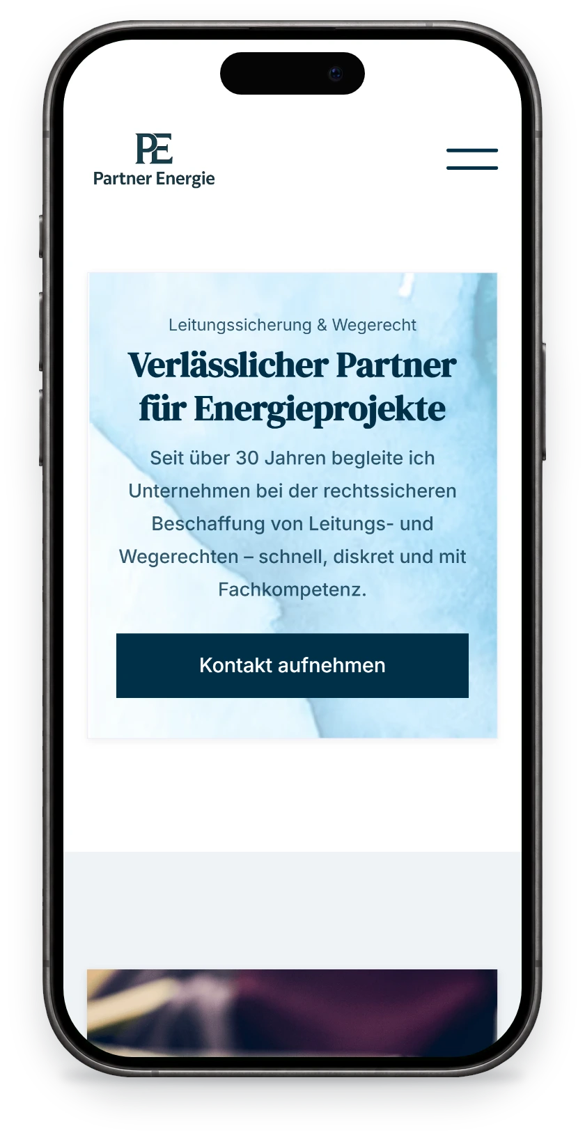 Website von Partnerenergie auf dem Handy