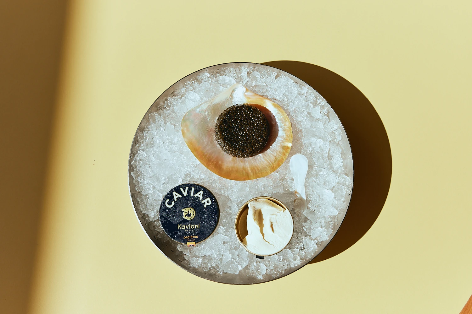 Caviar served on ice with crème fraîche at The Tropic