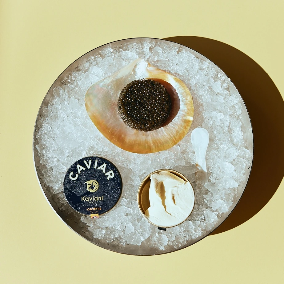 Caviar served on ice with crème fraîche at The Tropic