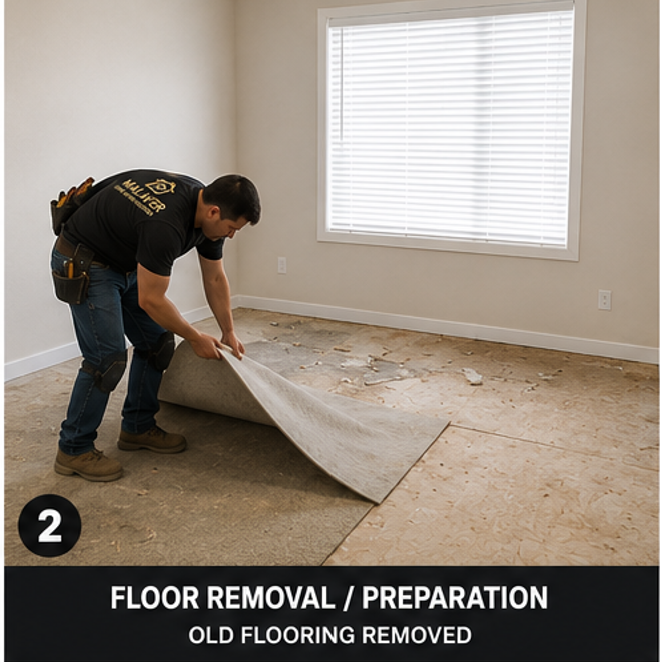 Old flooring removed before new installation