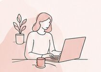Illustration einer Frau am Laptop