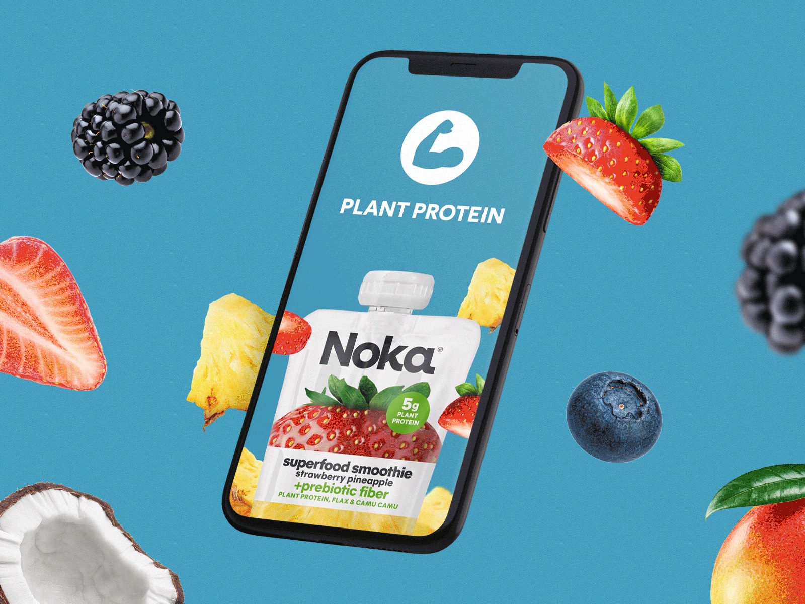 Vertical motion design for CPG smoothie brand advertising optimized for social media stories and digital retail displays used in trade marketing events