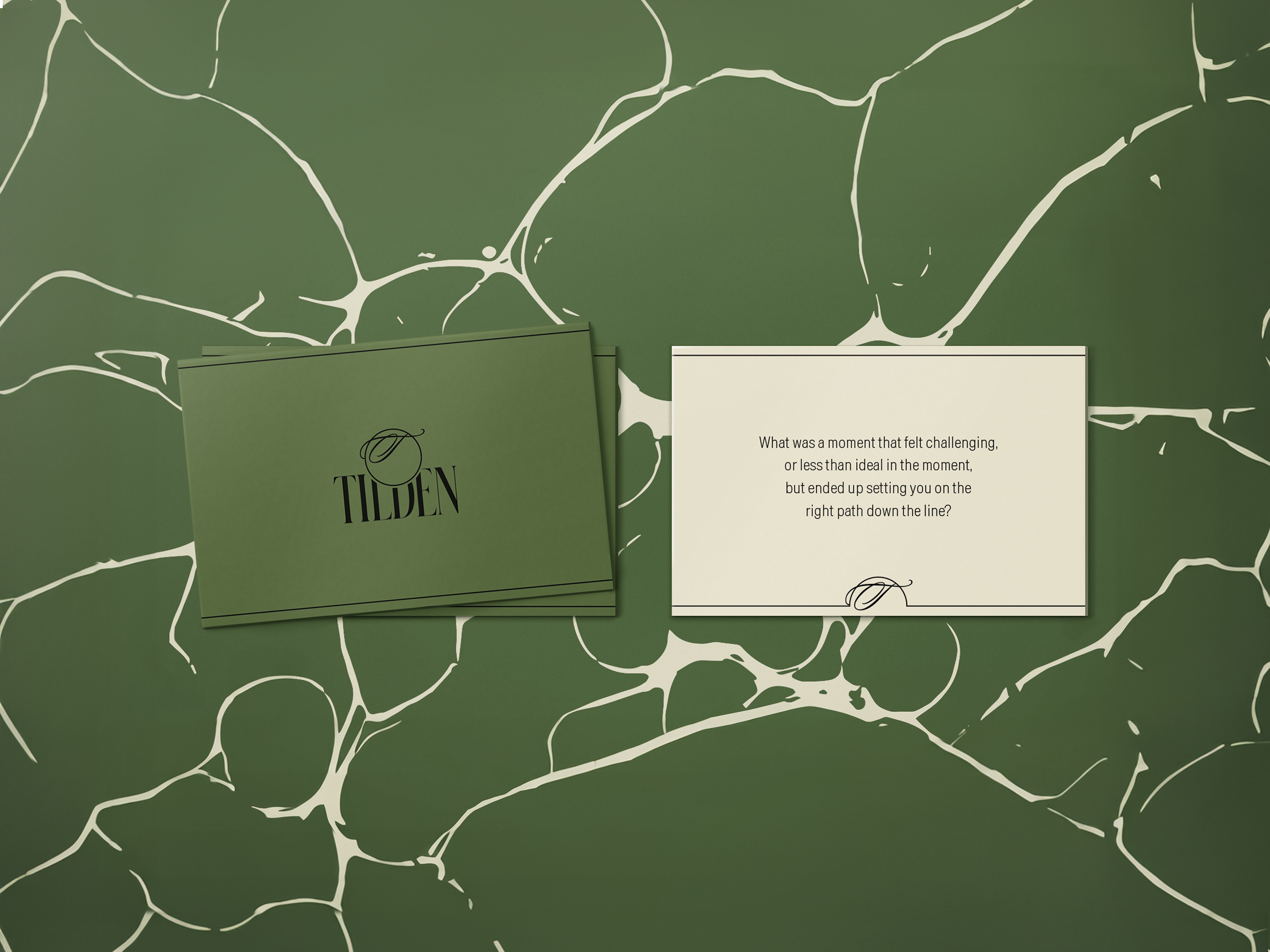 Conversation card design and print collateral for brand activation, two-sided cards with logo branding and engaging questions used in event marketing and retail promotions