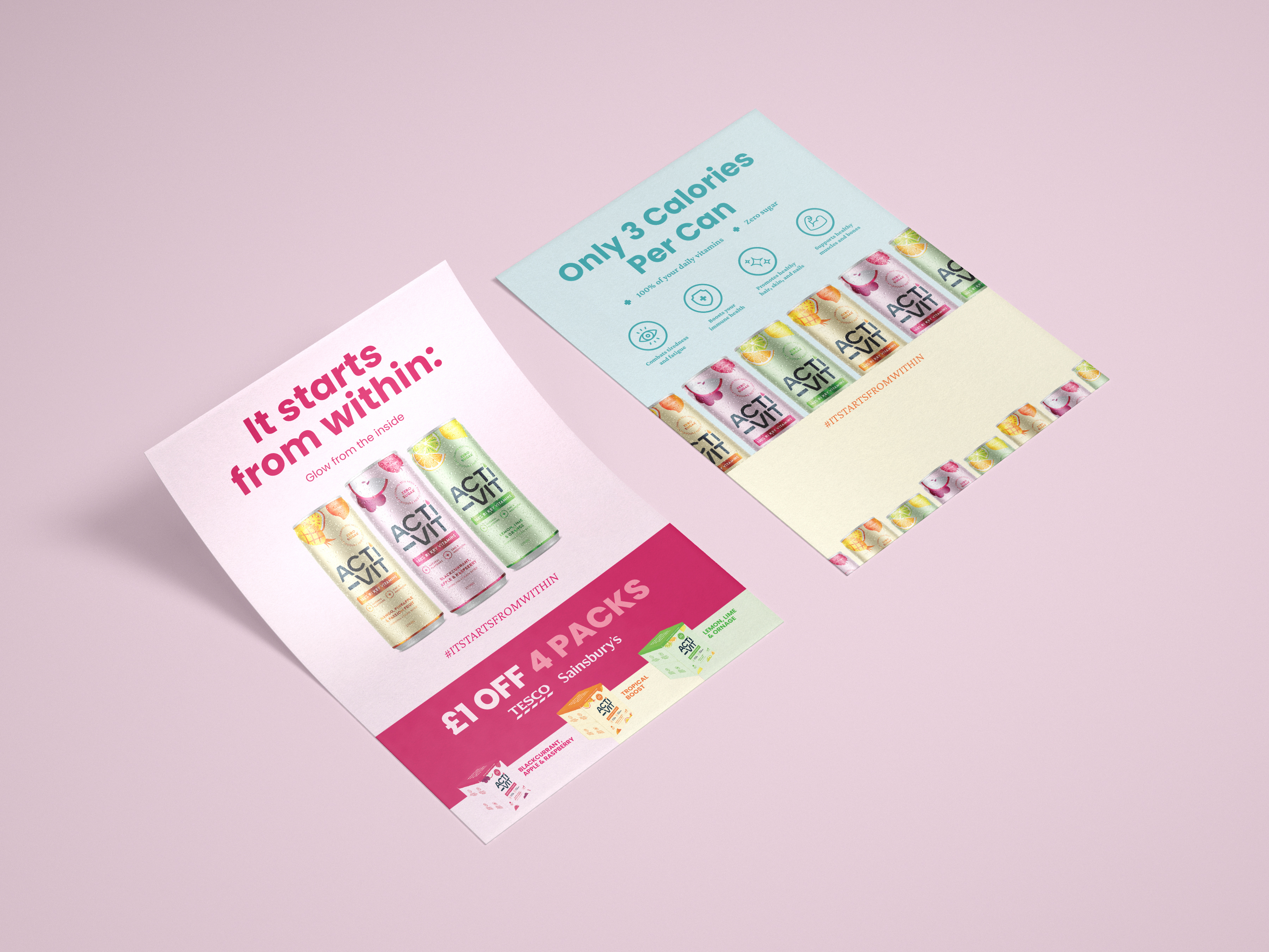 Promotional flyer design for beverage summer campaign, retail marketing graphic with retro illustration style and buy two get one free offer for events and in-store promotions