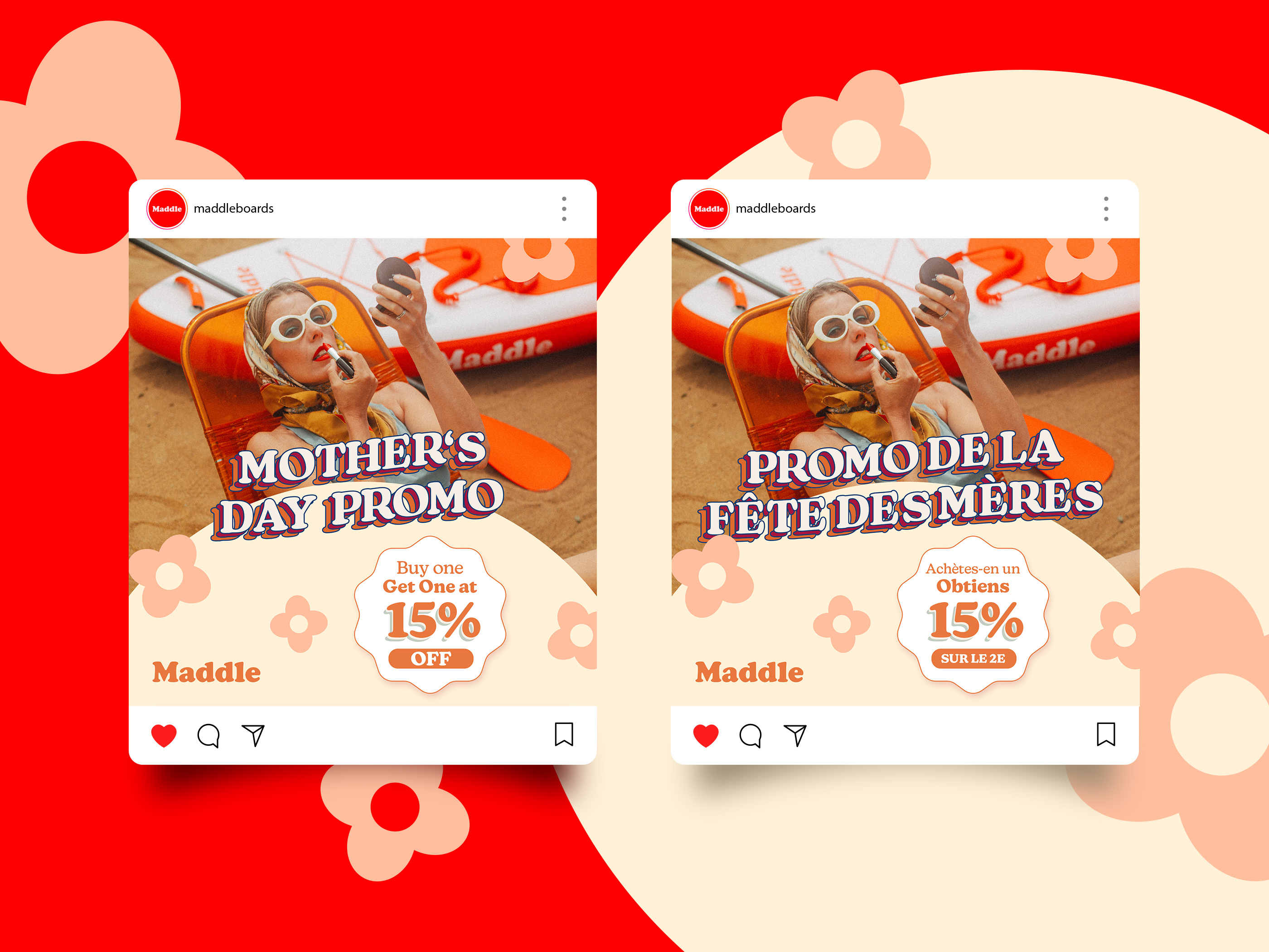 Retail signage design and A-frame sign for Mother's Day promotion, chalk style illustration for CPG snack brand used in retail environments and trade show events