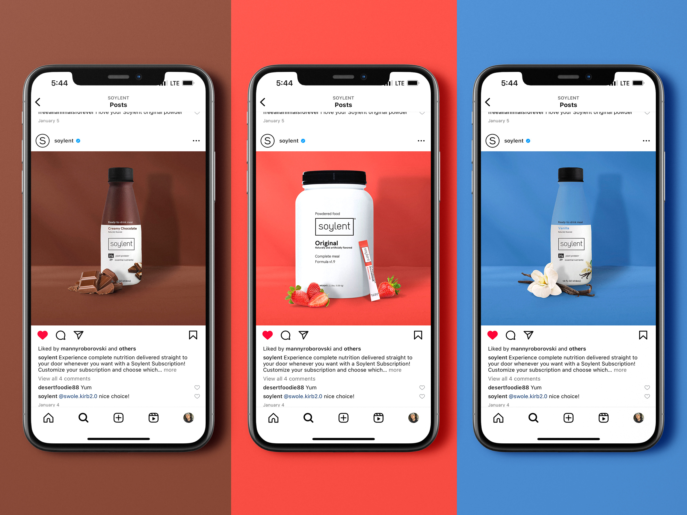 Social media design series for CPG beverage brand Wilde featuring three distinct posts optimized for digital marketing campaigns brand storytelling and product engagement across platforms like Instagram and Facebook