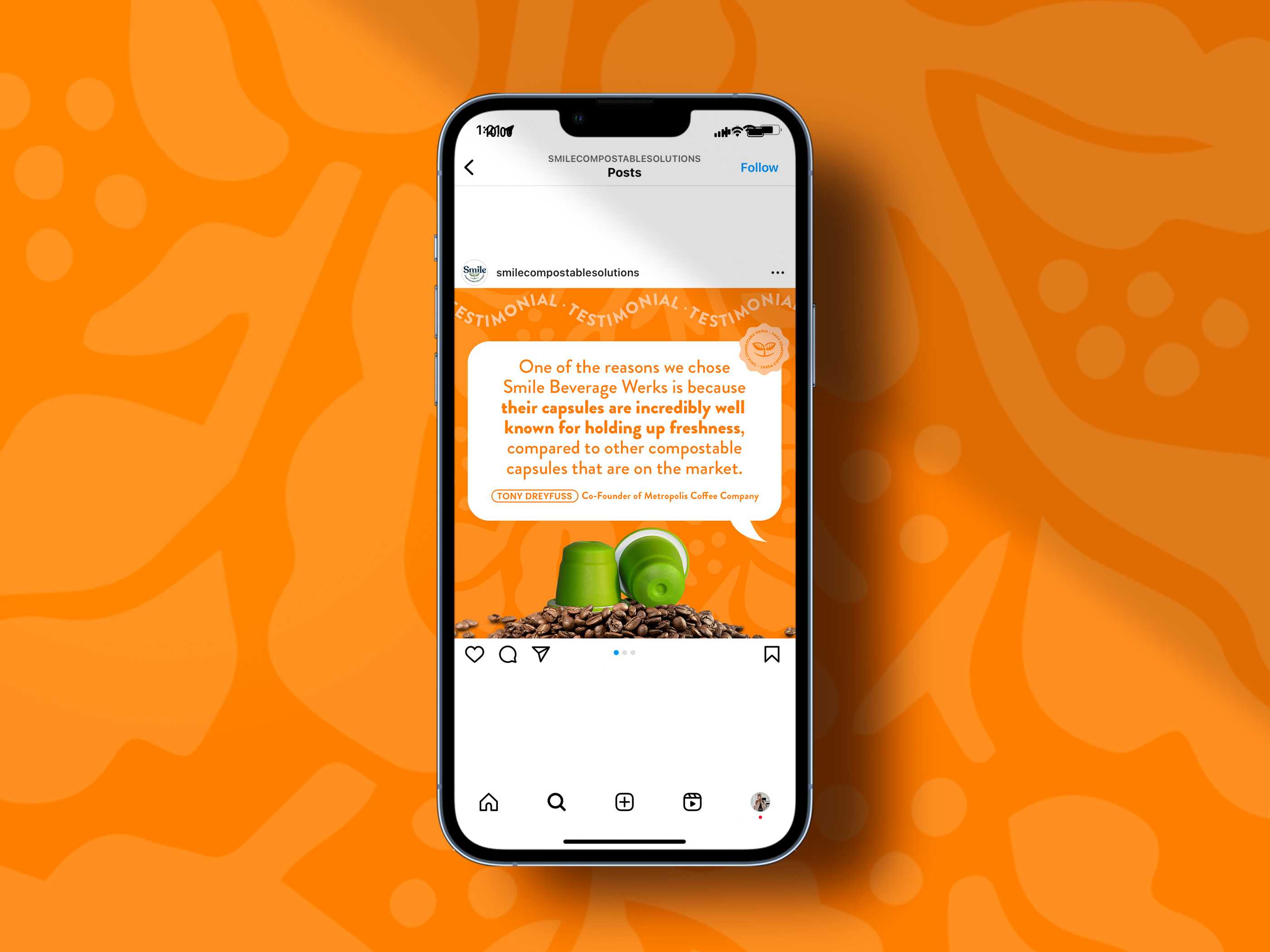 Social media design for Olyra breakfast biscuits testimonial graphic used in digital marketing and brand awareness campaigns