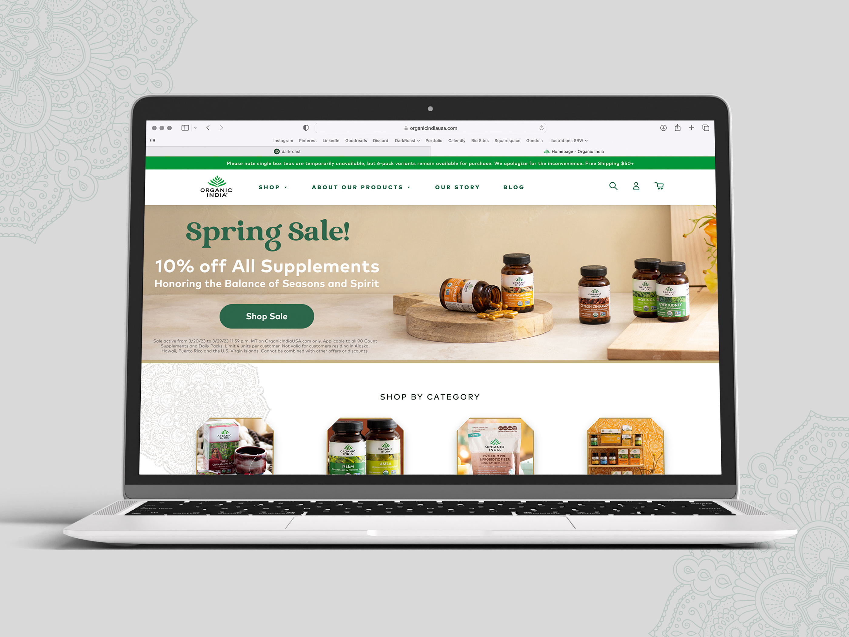 Web banner design for organic supplement brand, e-commerce digital marketing asset featuring product photography and call to action for online retail