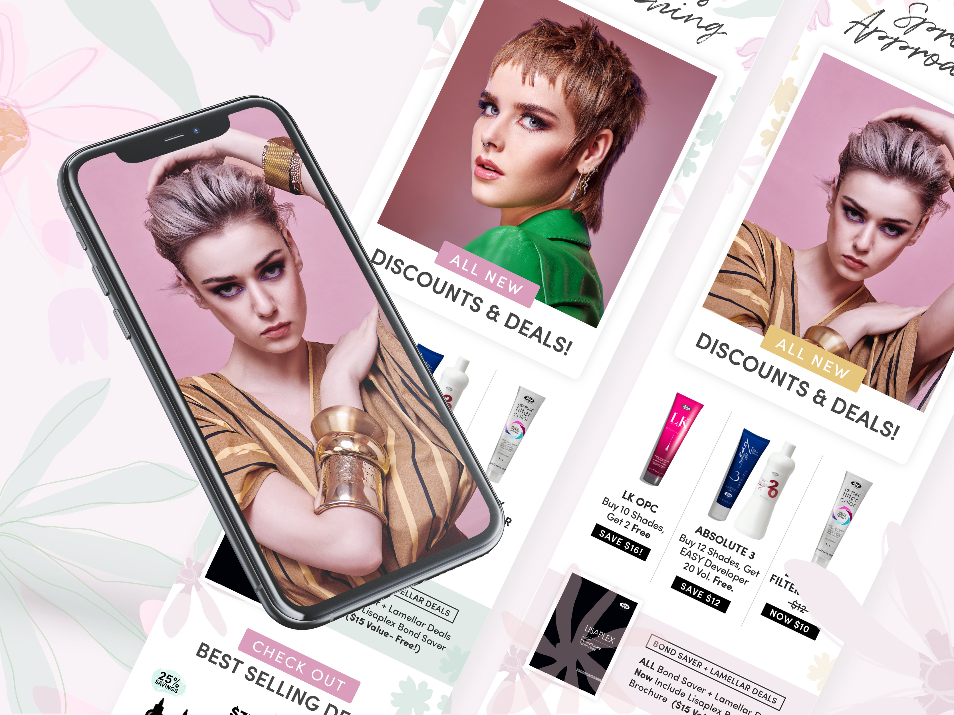 Beauty product newsletter design for skin and hair brand, email marketing layout with editorial style and product photography optimized for digital engagement