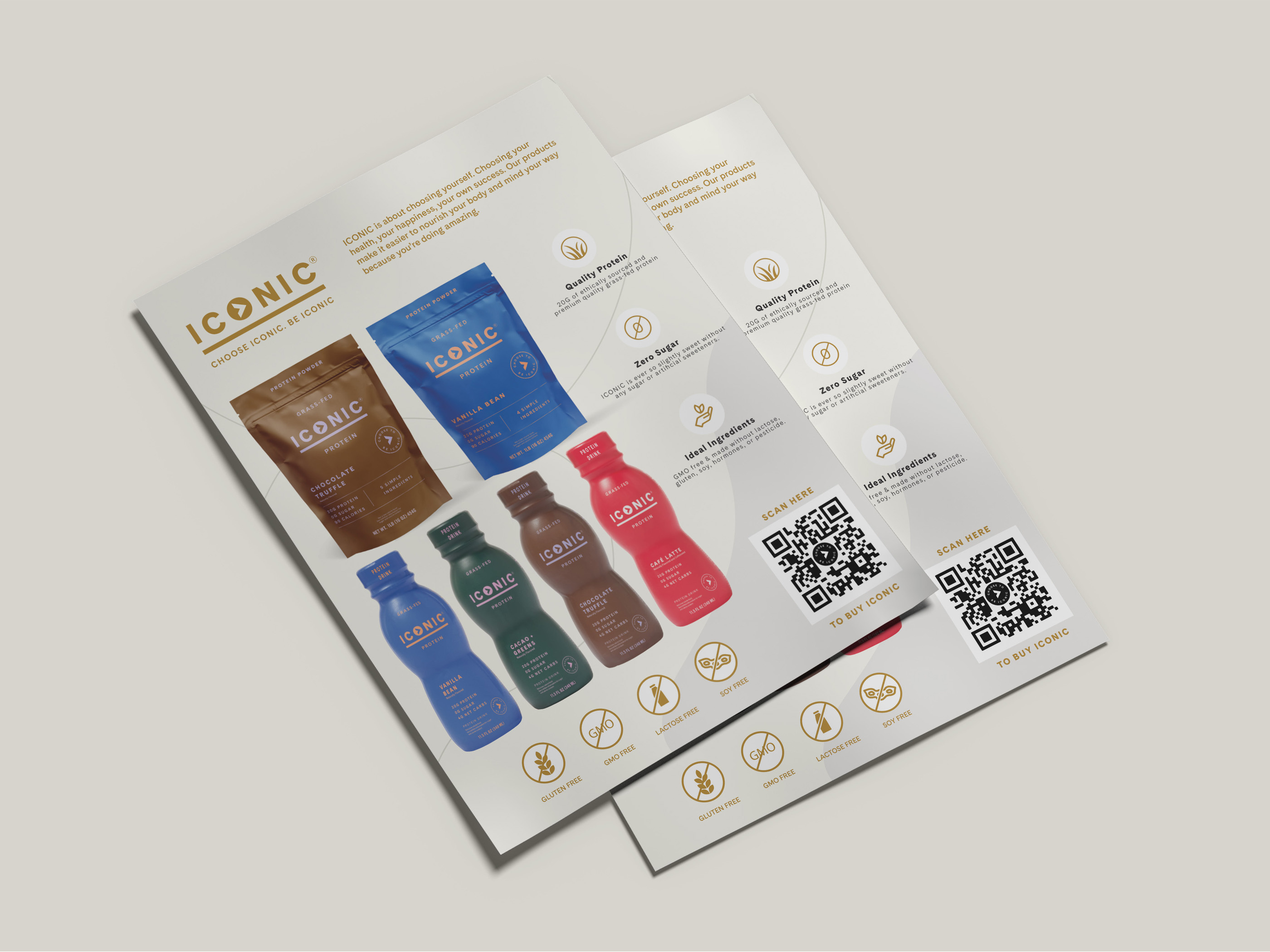 Flyer design and sell sheet for Pro Sip protein drink created for trade marketing events and retail promotions featuring product photography and nutritional benefits