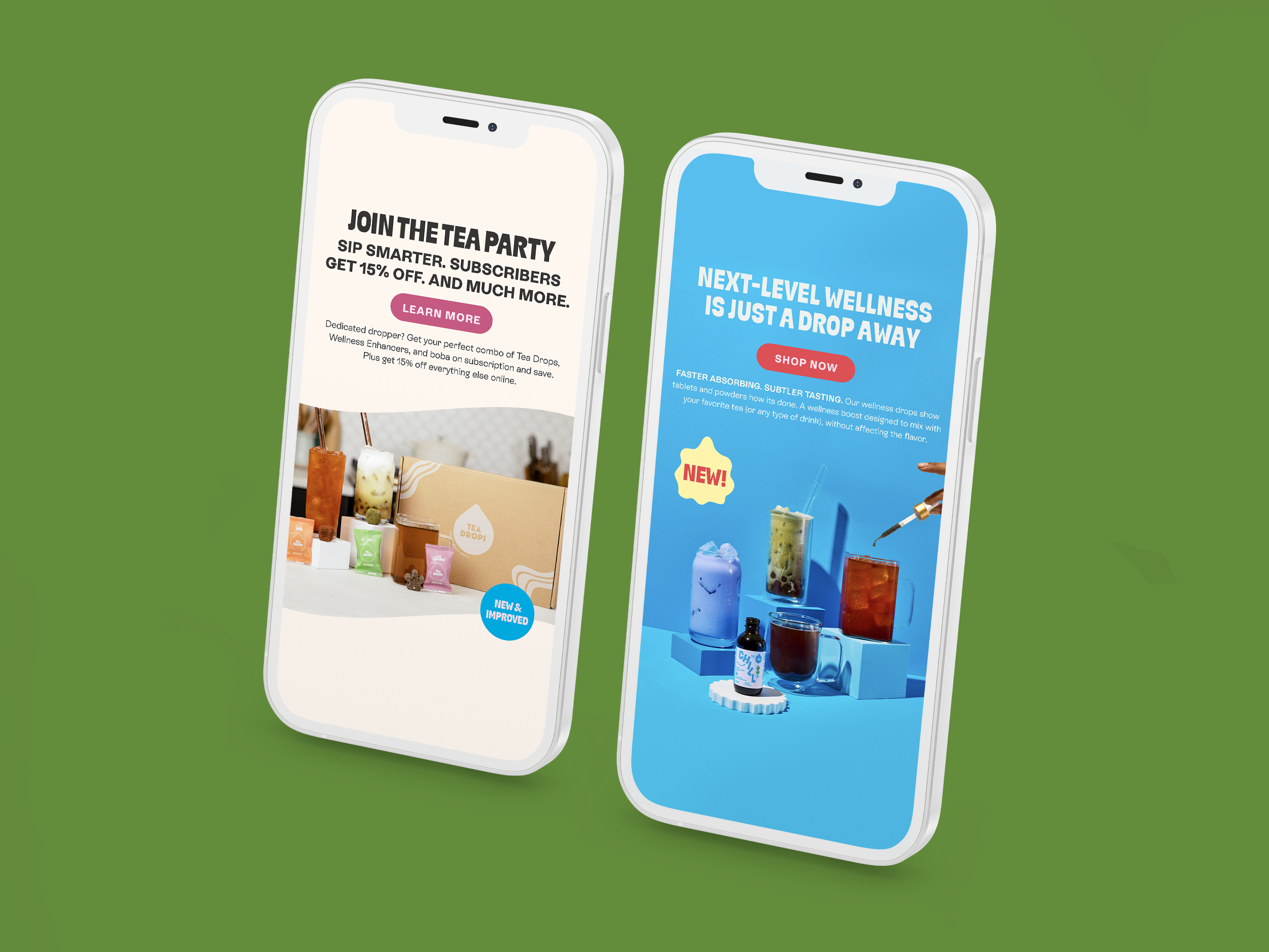 Email design and newsletter layout for CPG tea brand Chime, e-commerce marketing asset optimized for product launches and brand storytelling