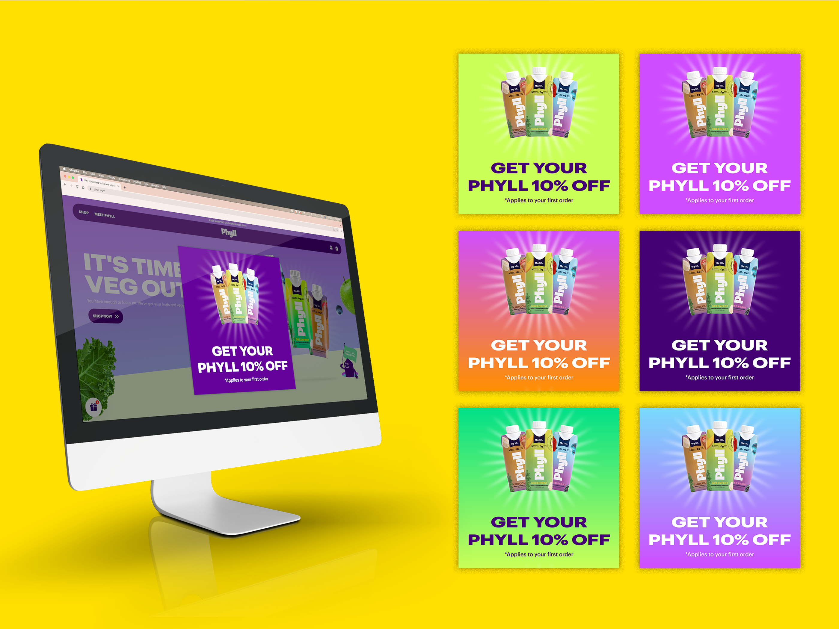 Website banner design for protein drink brand, digital promotion layout with 30 percent off offer and call to action button for e-commerce marketing