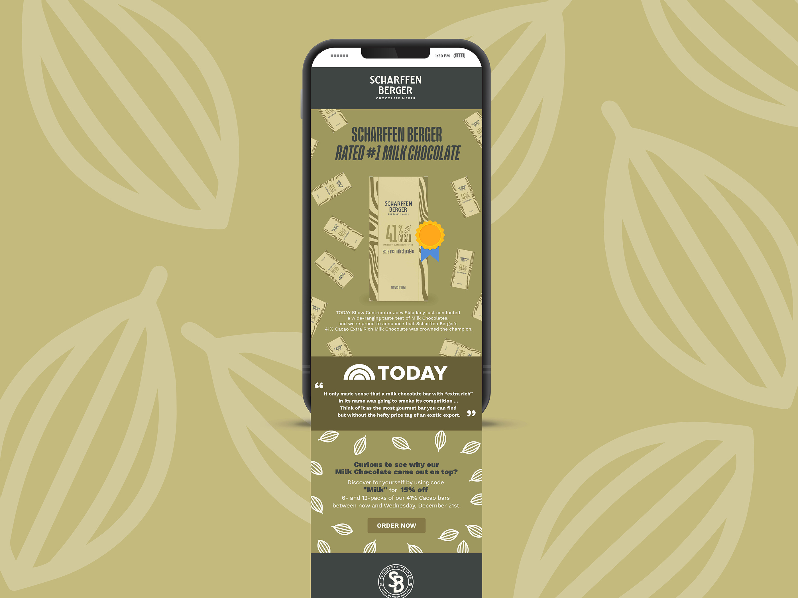 Email design and e-commerce newsletter layout for CPG snack brand Mouth, promotional graphic design optimized for product launches and direct-to-consumer marketing campaigns