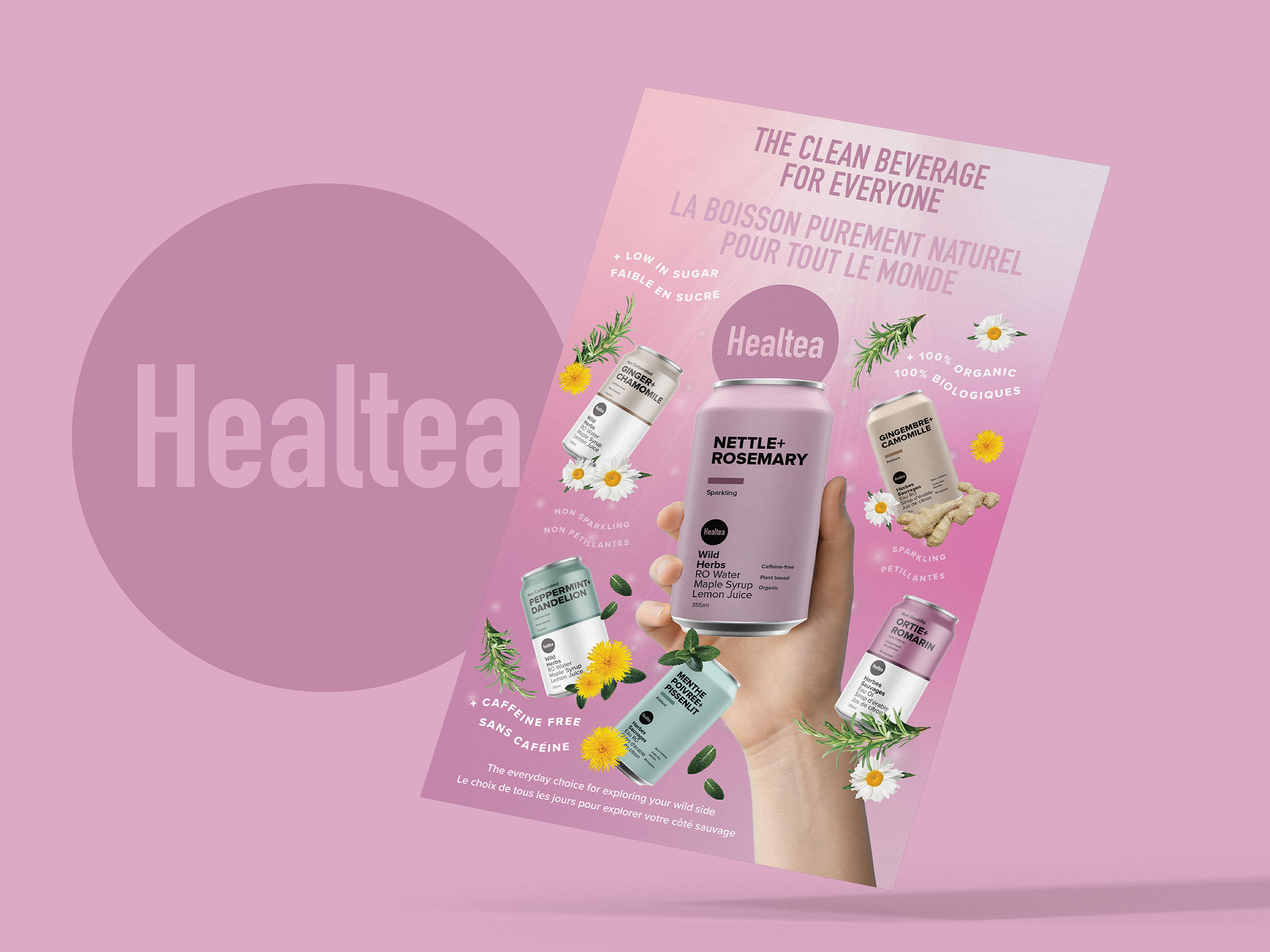 Poster design and trade marketing asset for CPG beverage brand Ryl Tea used in retail promotions and events to highlight product features and flavors