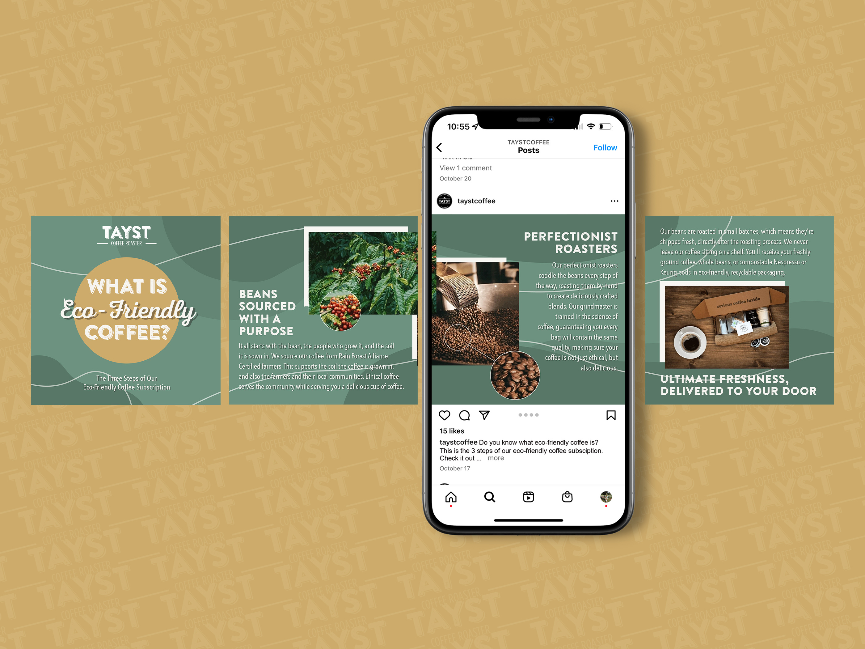 Social media infographic design for coffee marketing, mobile-optimized digital content comparing calorie counts across various coffee beverages for engagement campaigns