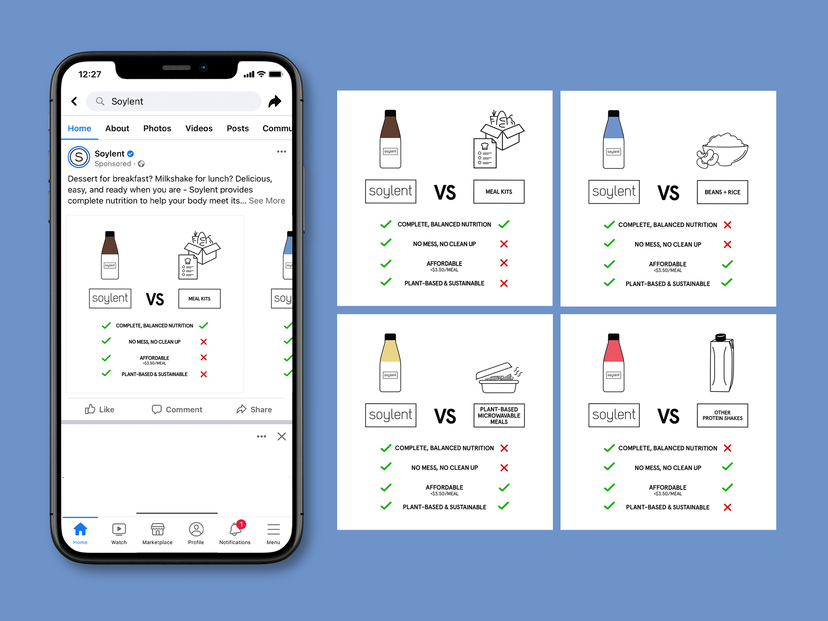 Social media ad design for a protein drink brand, digital advertising layout optimized for brand awareness and product promotion across social platforms