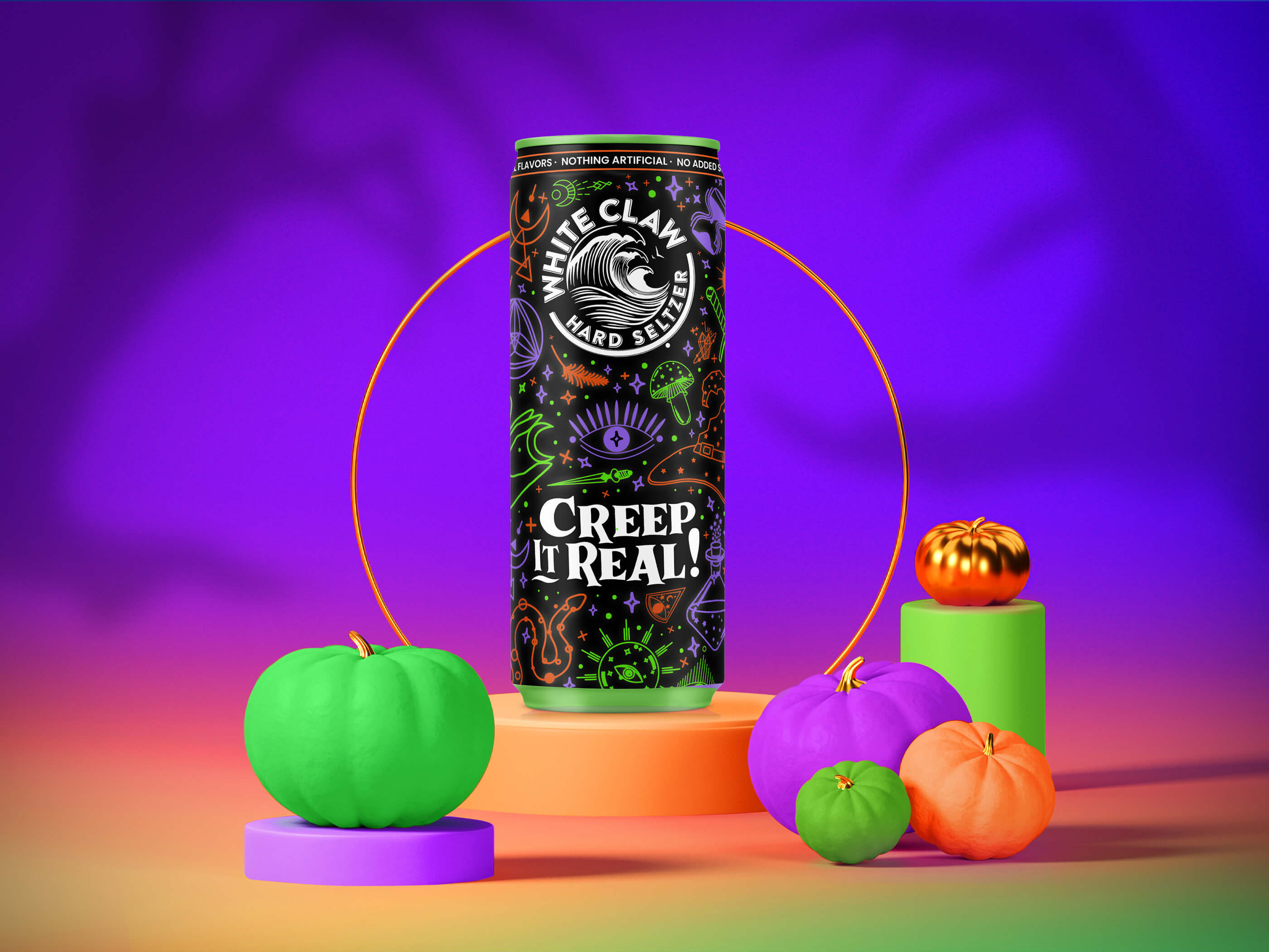 Limited edition packaging design concept for seasonal beverage branding, Halloween themed can illustrations for retail promotions and events