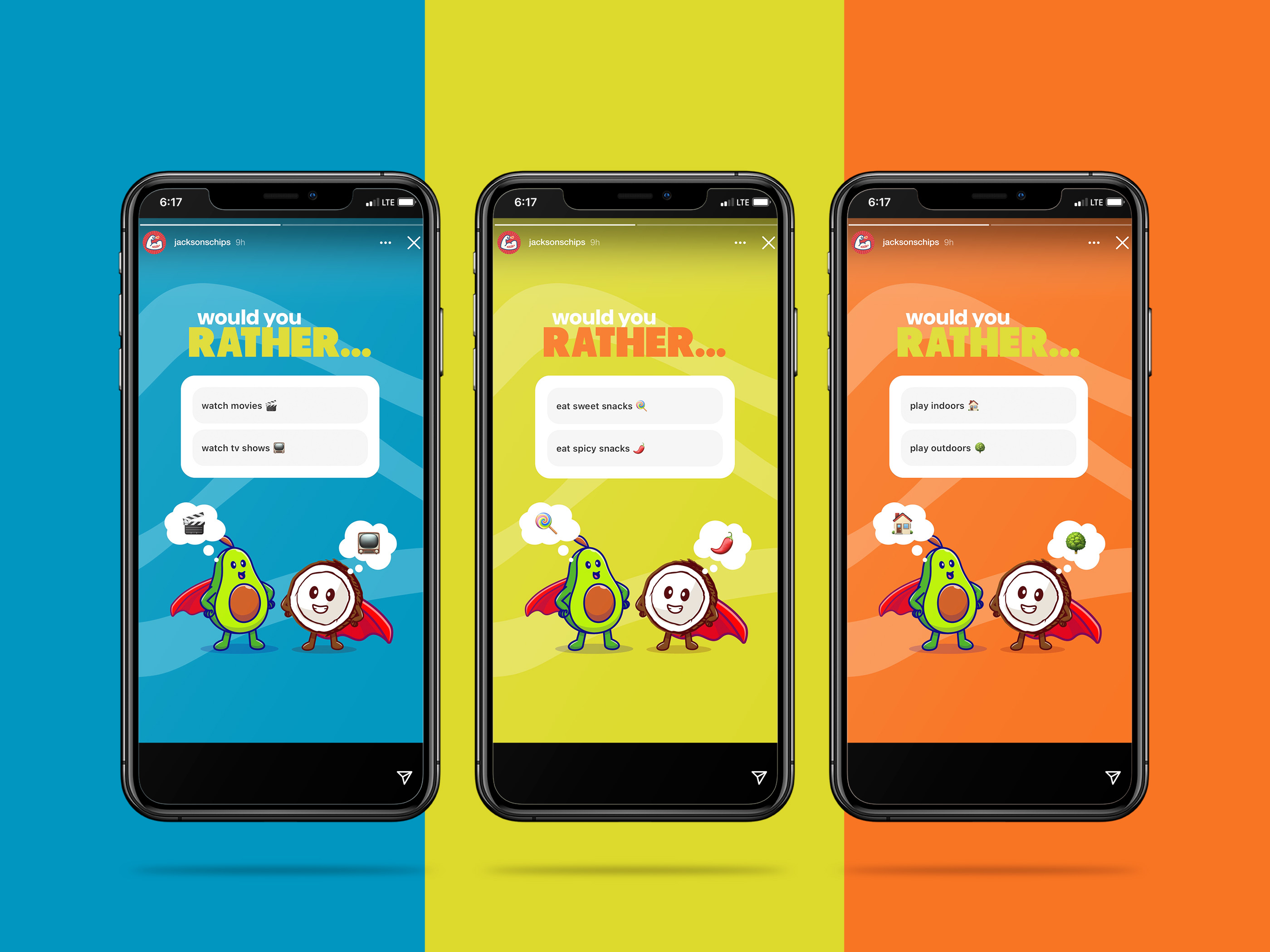 Social media story design for CPG snack brand, mobile marketing creative sequence optimized for digital campaigns and product launches across vertical platforms