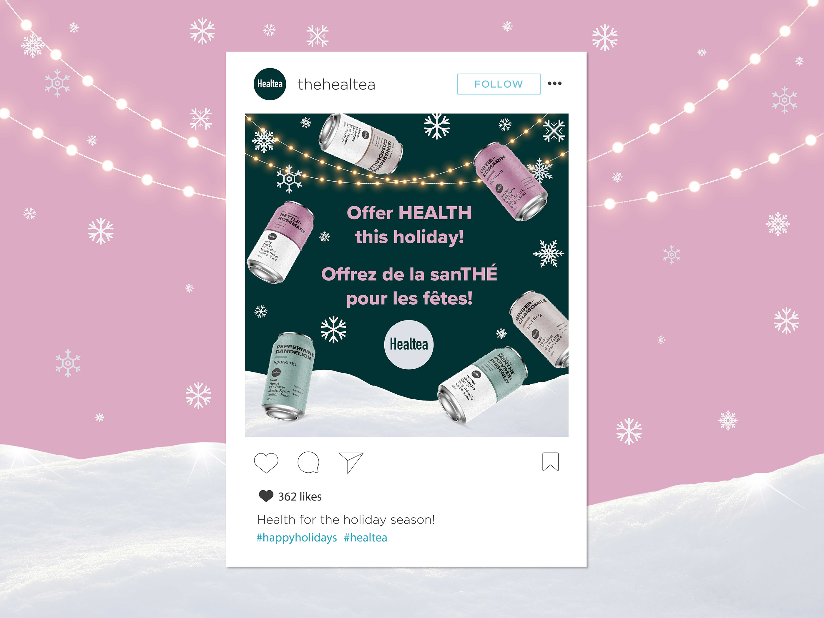 Social media design for Waka Lemon Green Tea, digital marketing asset for CPG beverage brand highlighting health benefits and natural ingredients