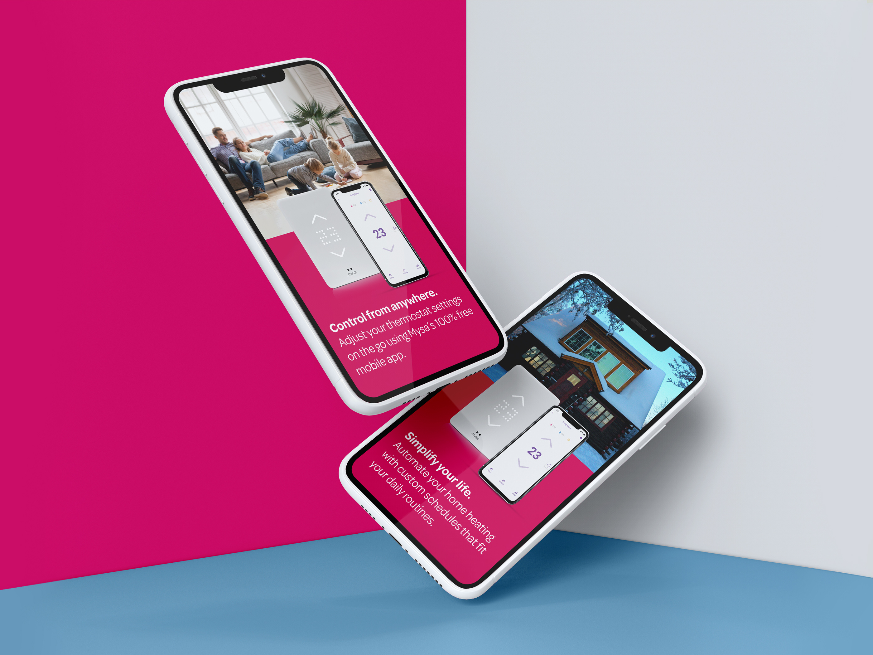 Social media ad design for SmartHome thermostat technology marketing graphic for digital campaigns and retail promotions