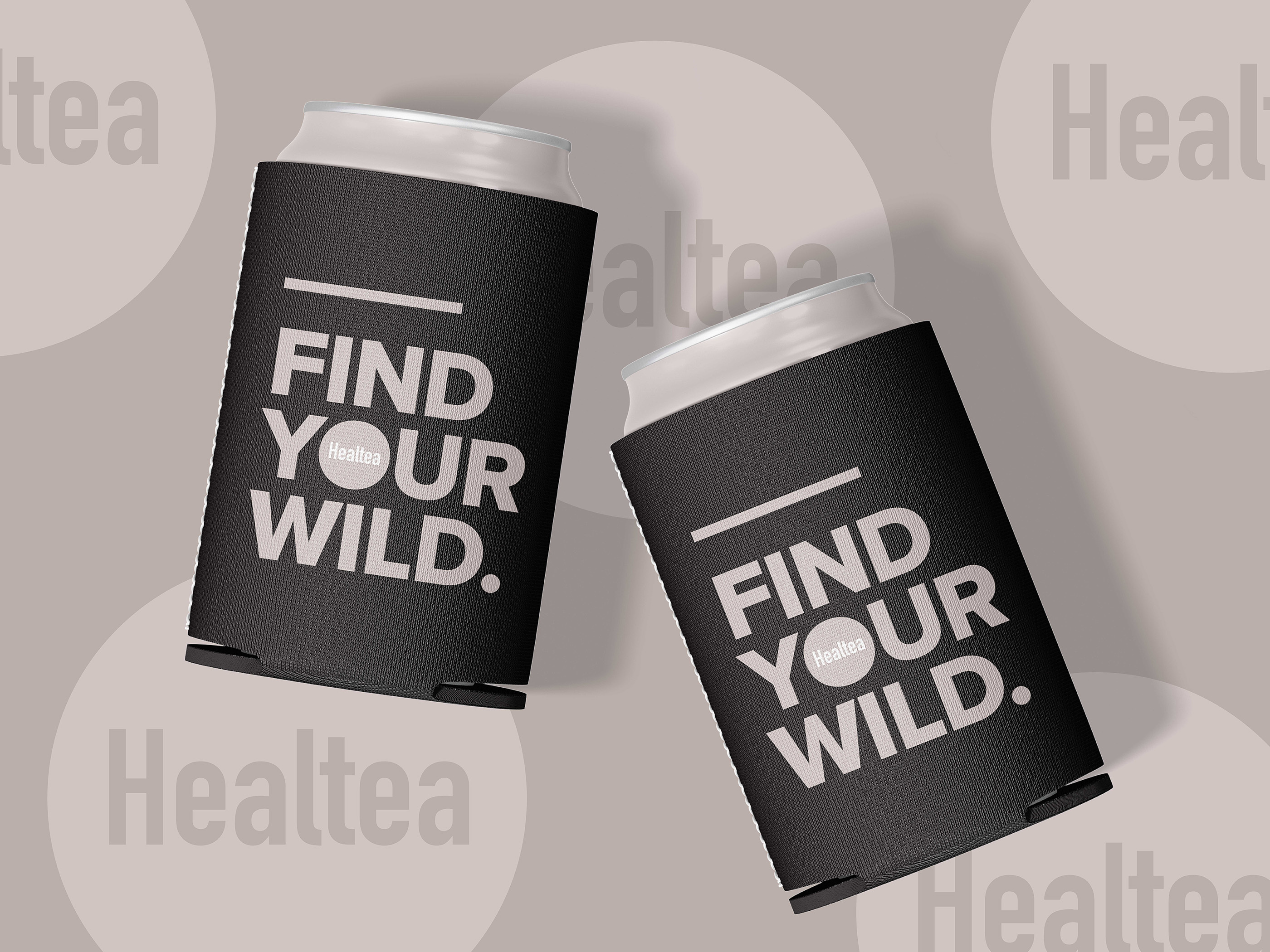 Can cooler design and promotional merchandise for CPG beverage brand, branded neoprene koozies used in event marketing and retail promotions