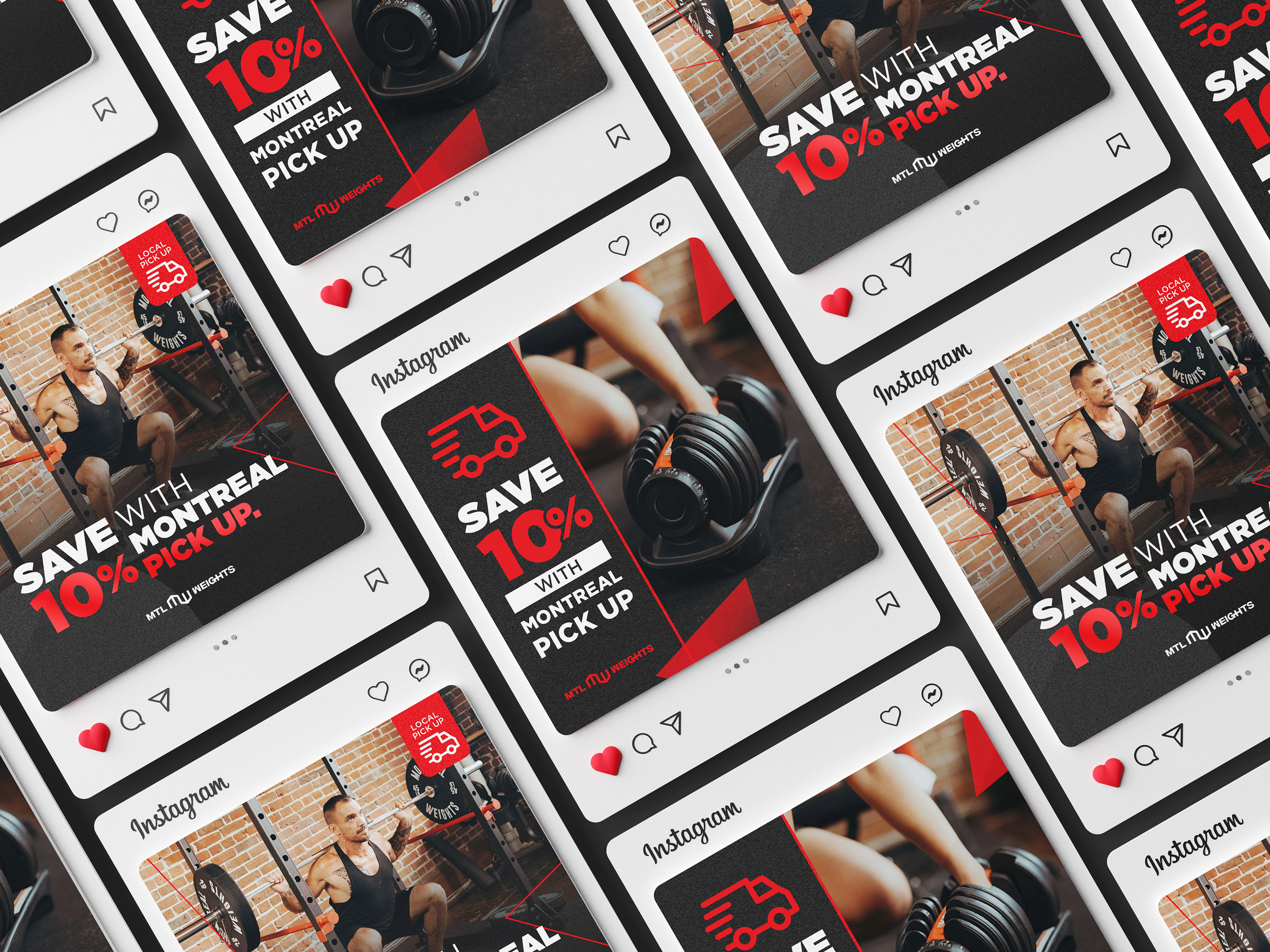Social media design and digital marketing assets for sports nutrition CPG brand, high-energy fitness campaign graphics for retail and event promotions