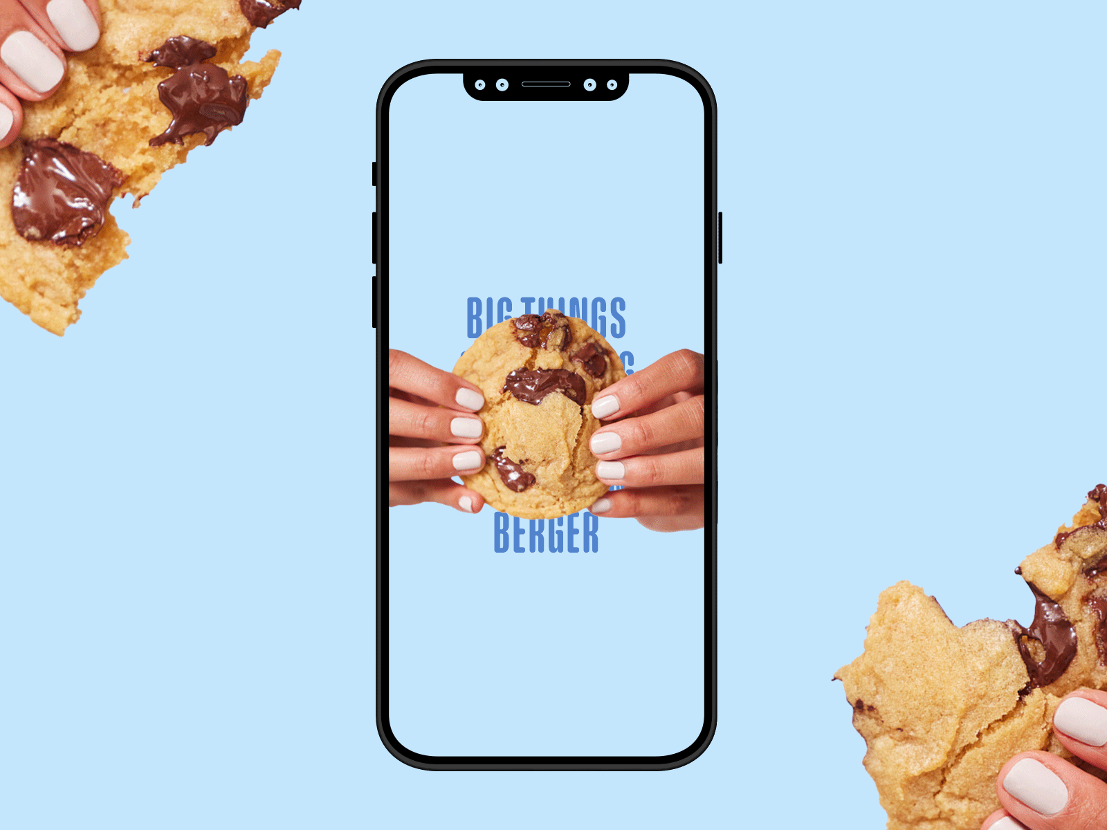 Animated trade marketing asset for CPG snack brand featuring chocolate chip cookie visuals for retail and event displays optimized for digital signage and experiential environments