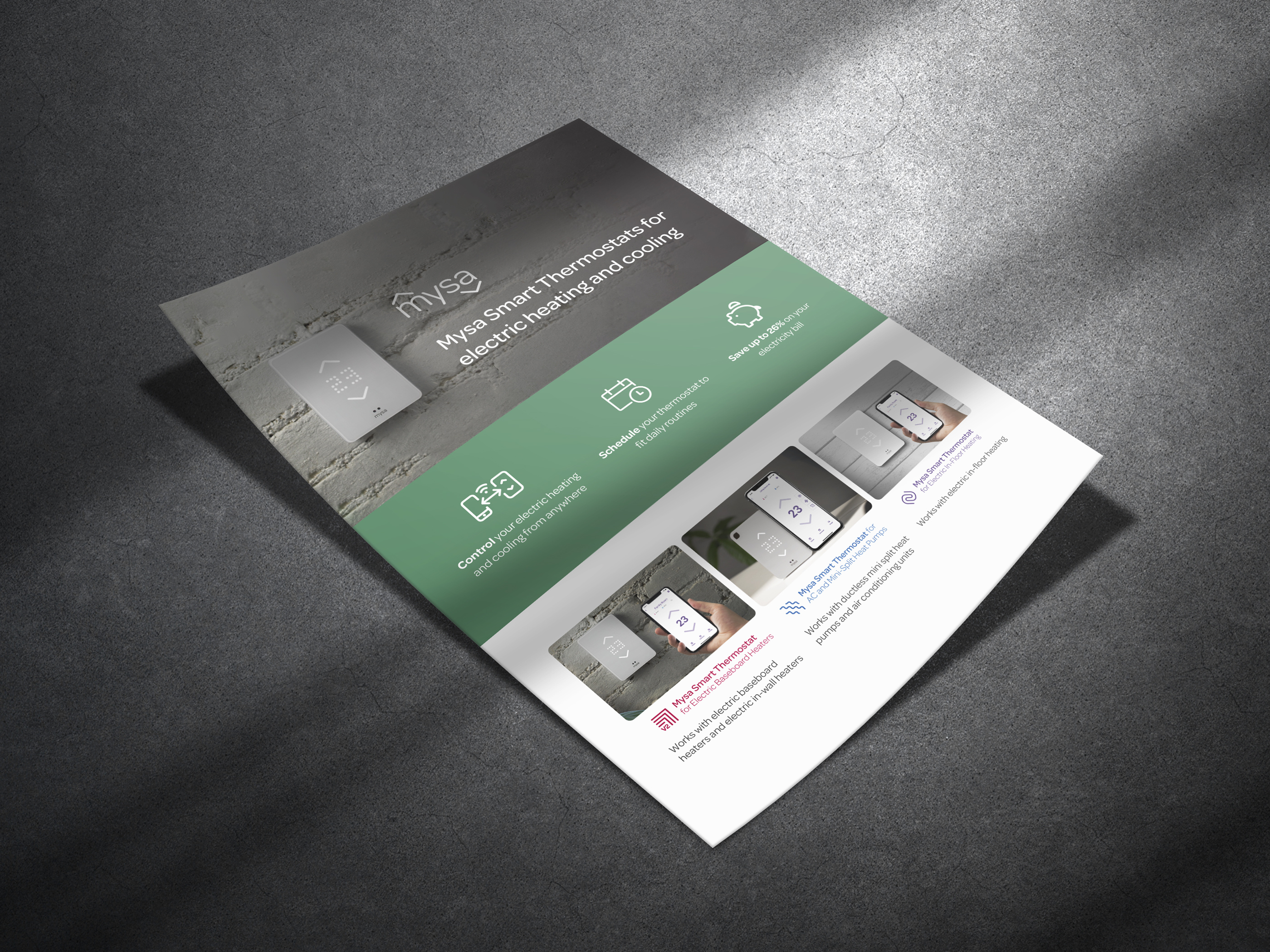 Print advertising design and trade marketing asset for smart thermostat brand TempControl used in magazine layouts and event promotions