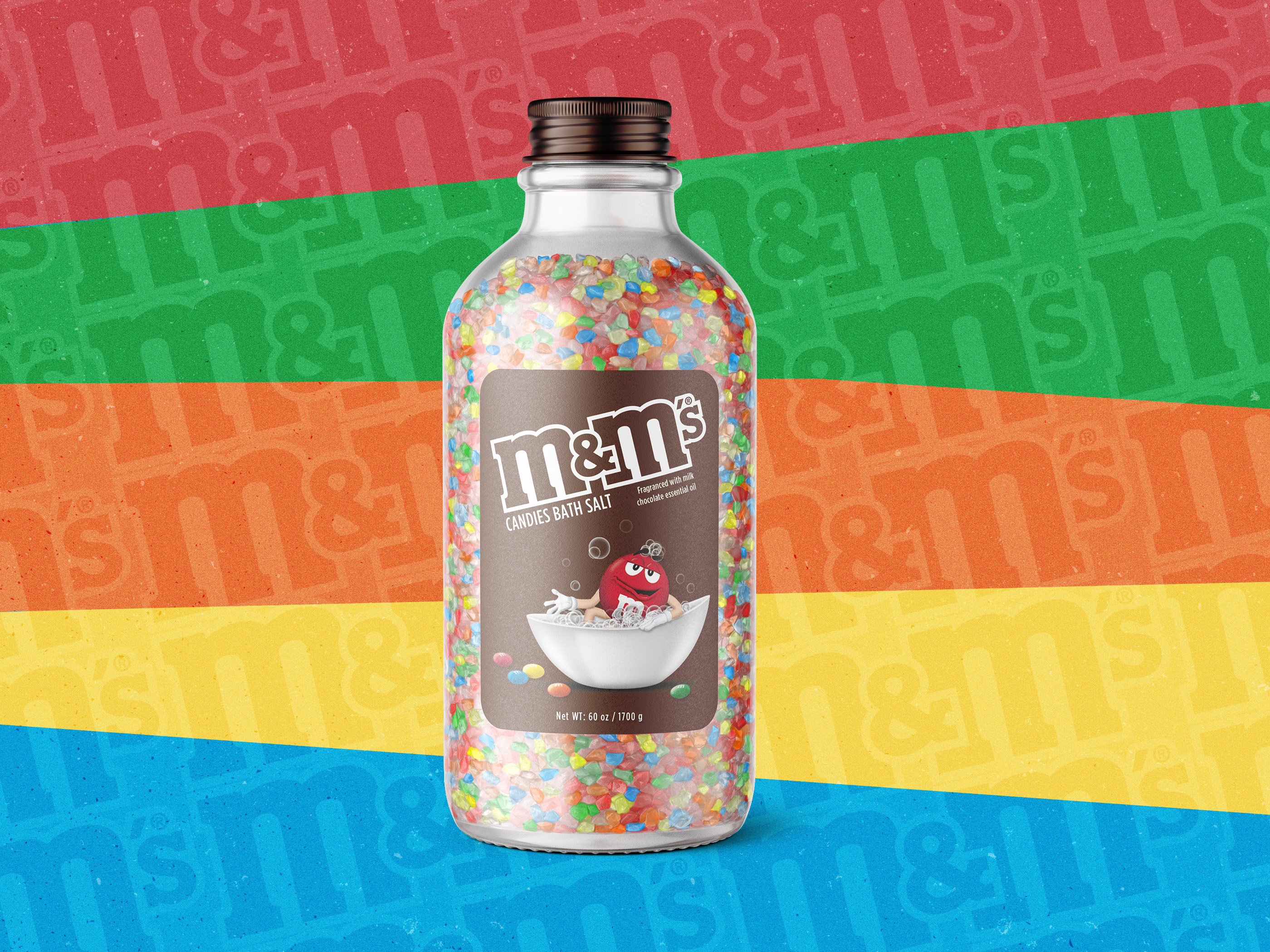 Retail display and packaging concept for M&M's bath bombs designed for trade shows events and retail promotions