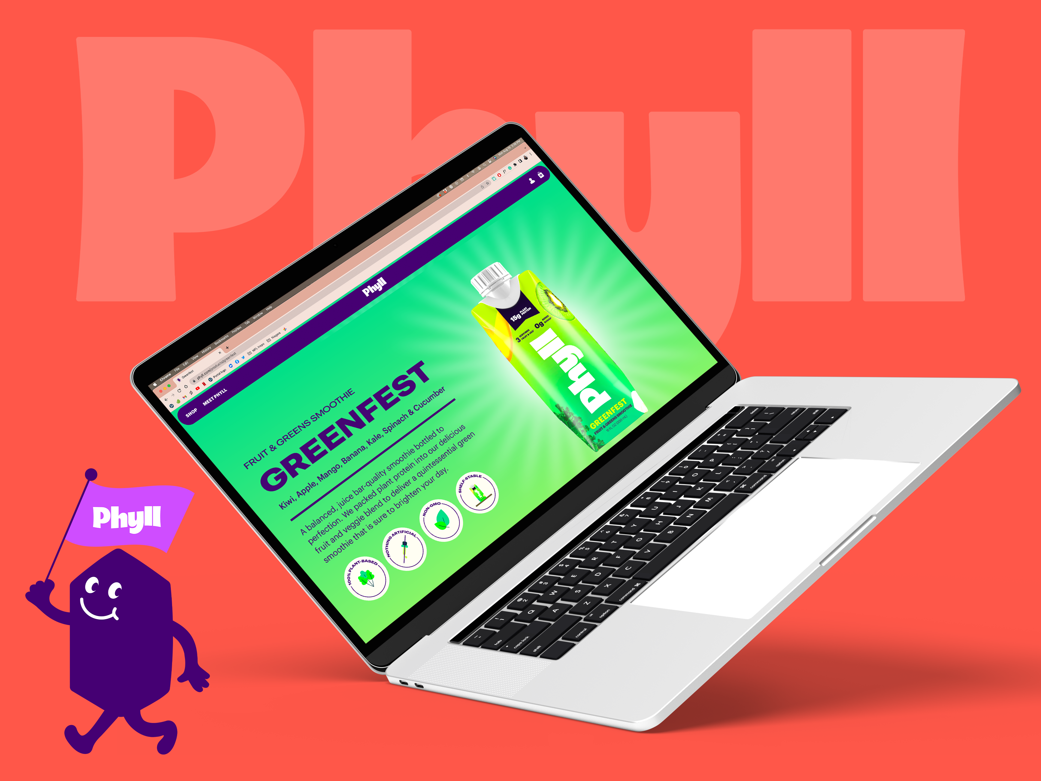 Website design for CPG smoothie brand Froot, e-commerce layout optimized for brand storytelling and product discovery