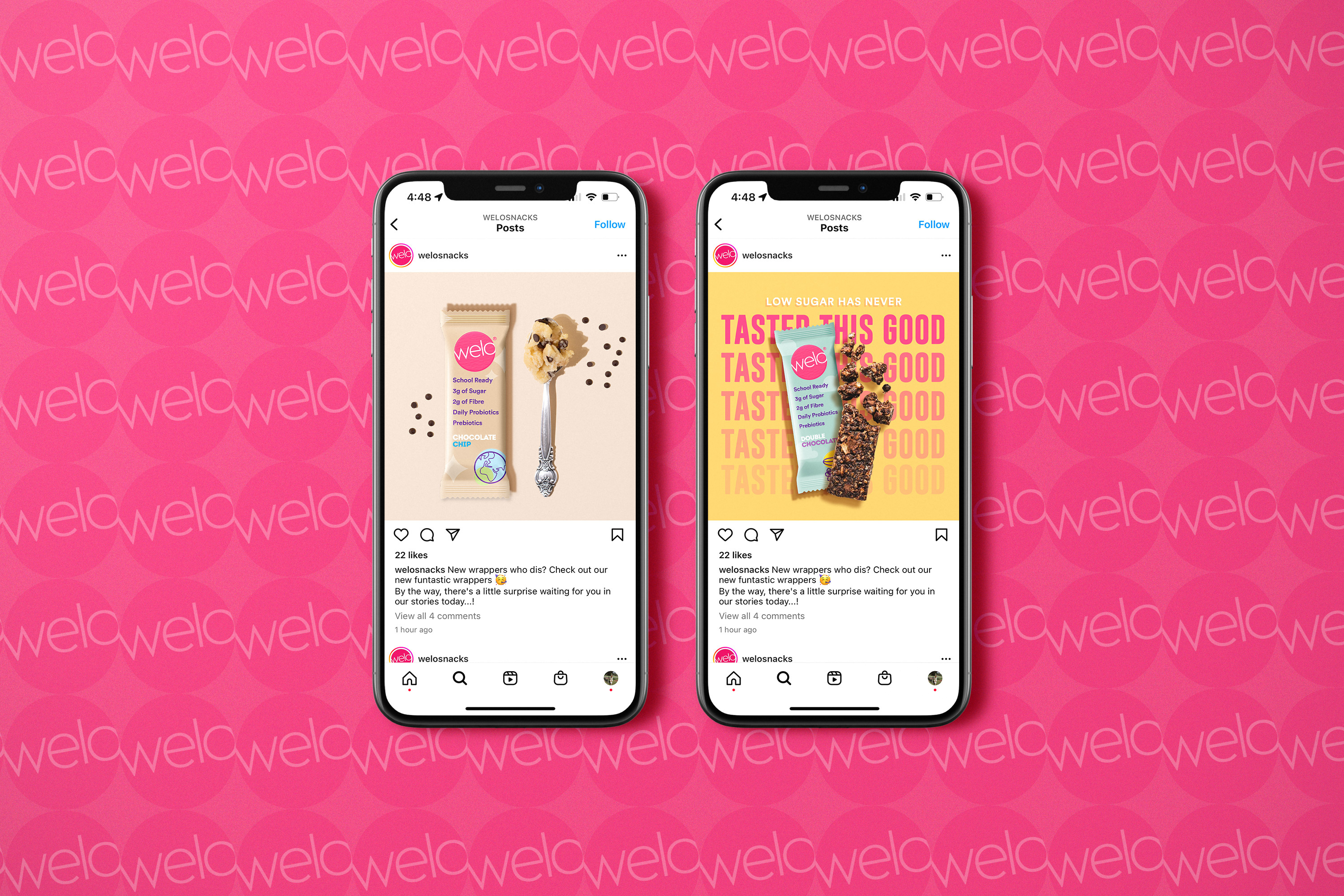 Social media graphic design for CPG snack brand, digital content suite optimized for product visibility, brand storytelling, and engagement across digital marketing channels
