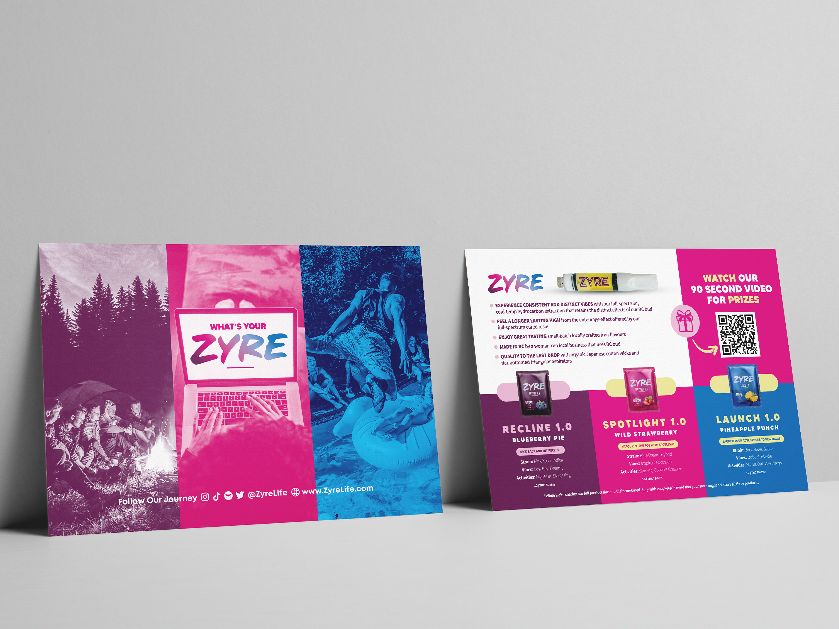 Product card design series for cannabis trade marketing, collectible style promotional graphics for retail events and brand activations