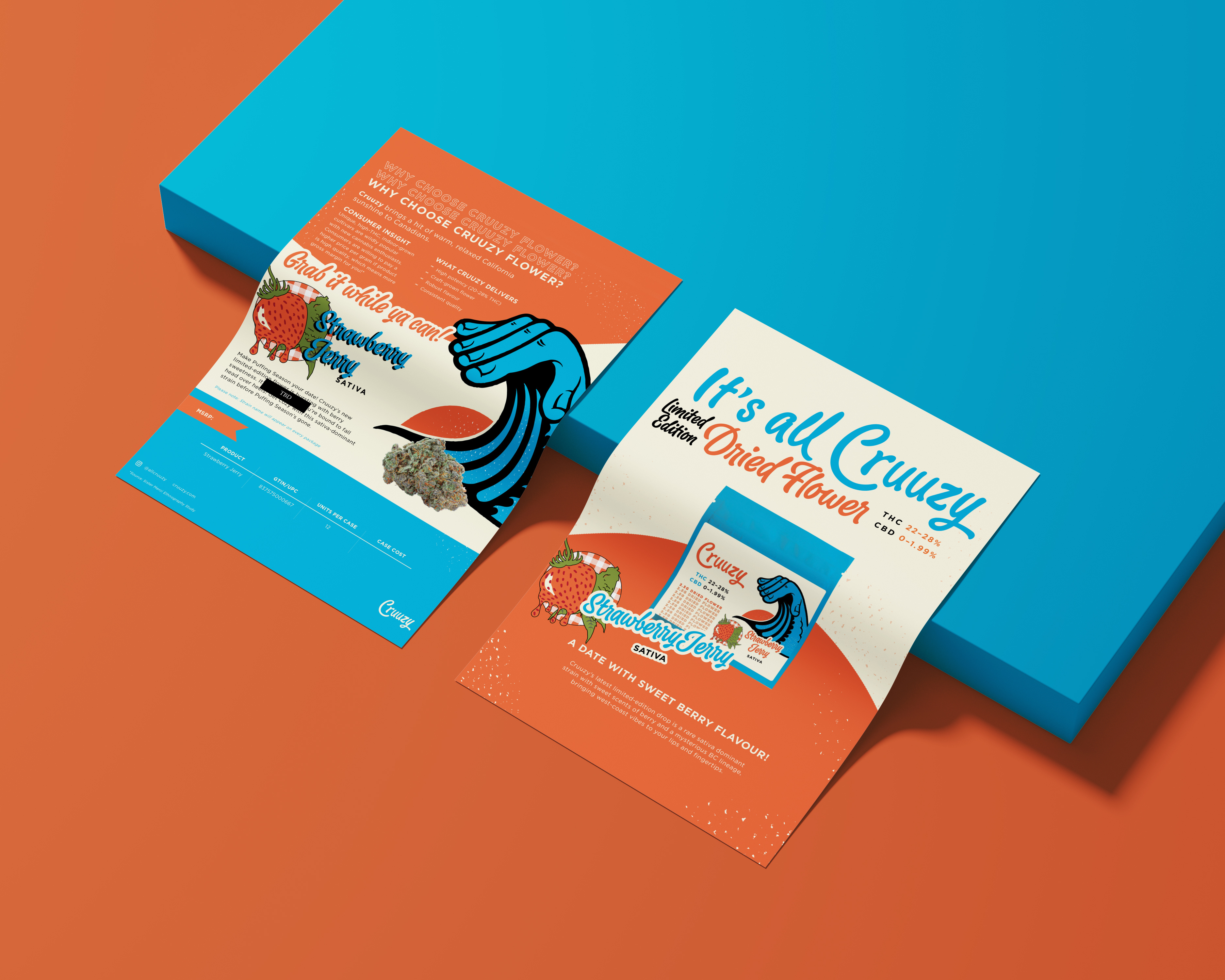 Trade marketing poster design and sell sheet for cannabis CPG brand Highatus optimized for retail promotions events and B2B sales
