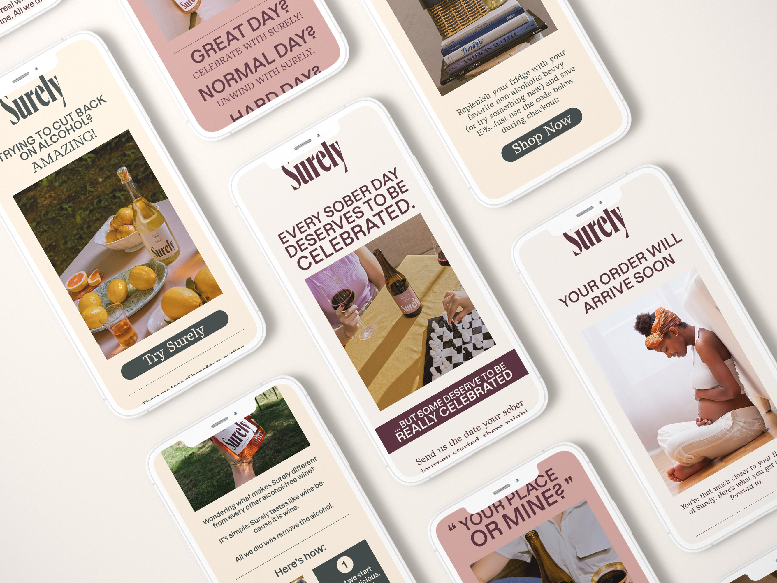 Social media design for non-alcoholic beverage brand Clever Instagram Story layouts optimized for digital campaigns and brand awareness using bold typography and product imagery