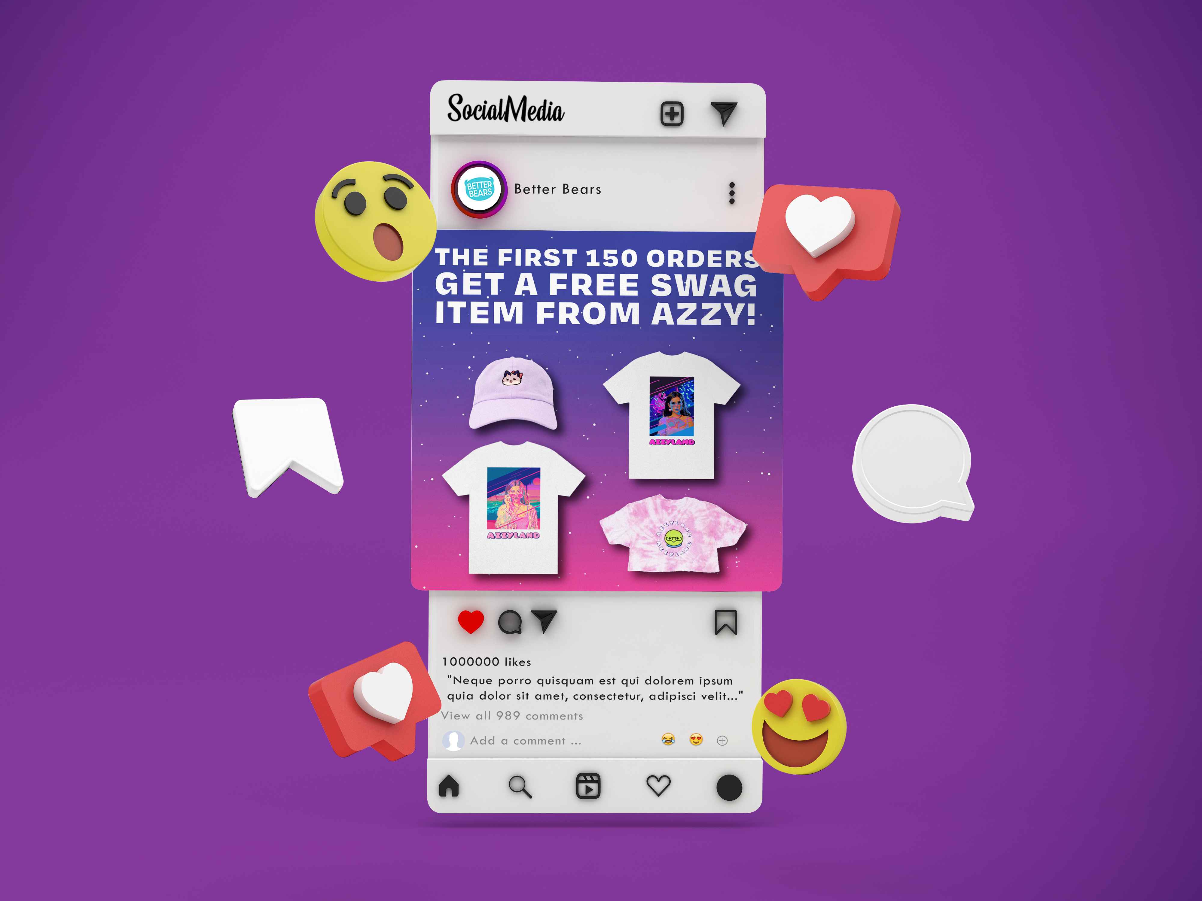 Social media design suite for CPG snack brand, digital marketing assets for vegan gummy bear launch and promotion across social platforms