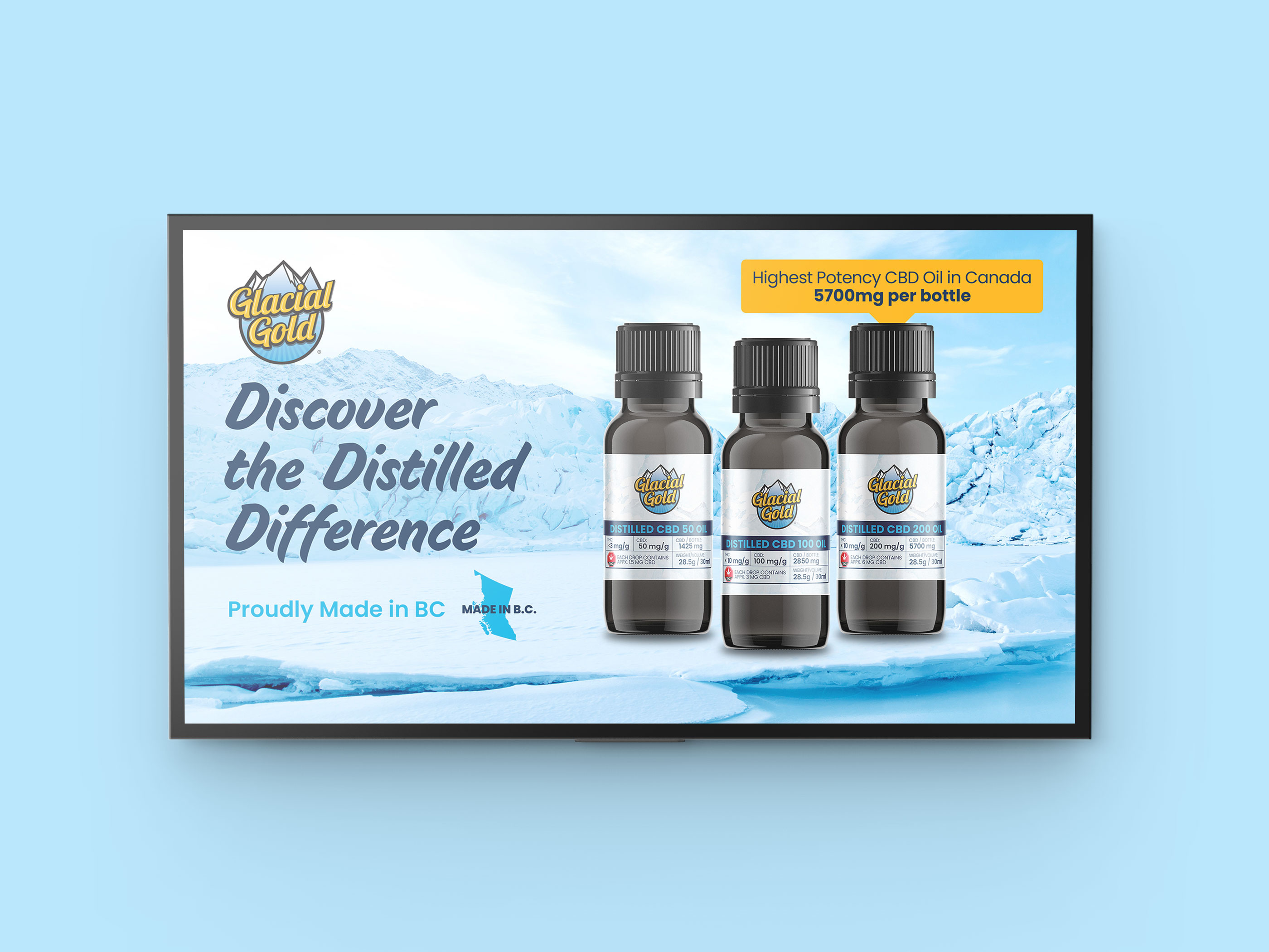Digital ad design for premium CBD oil brand, promotional graphic optimized for e-commerce sales and retail marketing campaigns