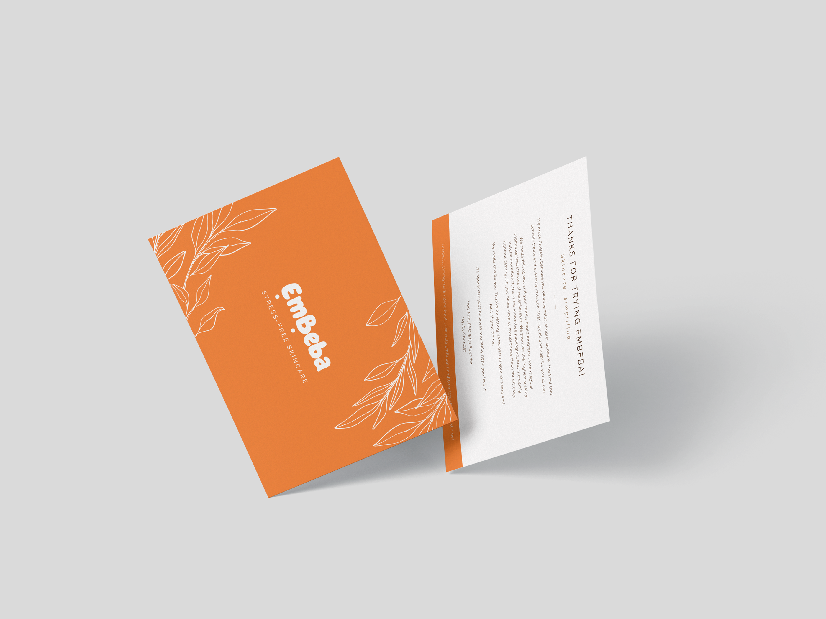 Postcard design and print collateral for CPG snack brand, double sided layout used for trade marketing events and retail customer retention, features thank you messaging and brand illustrations