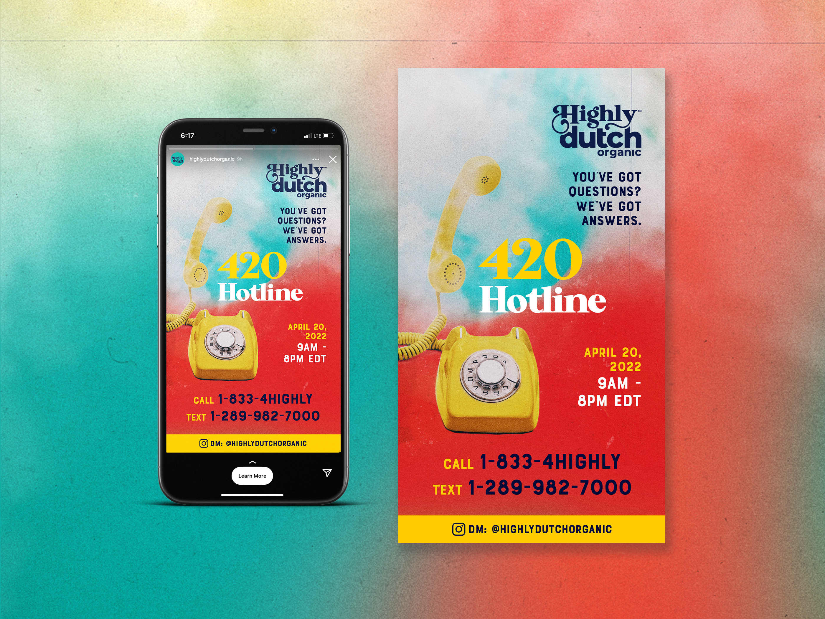 Social media design for cannabis brand 420 promotion illustrative graphic with retro style for digital marketing campaign