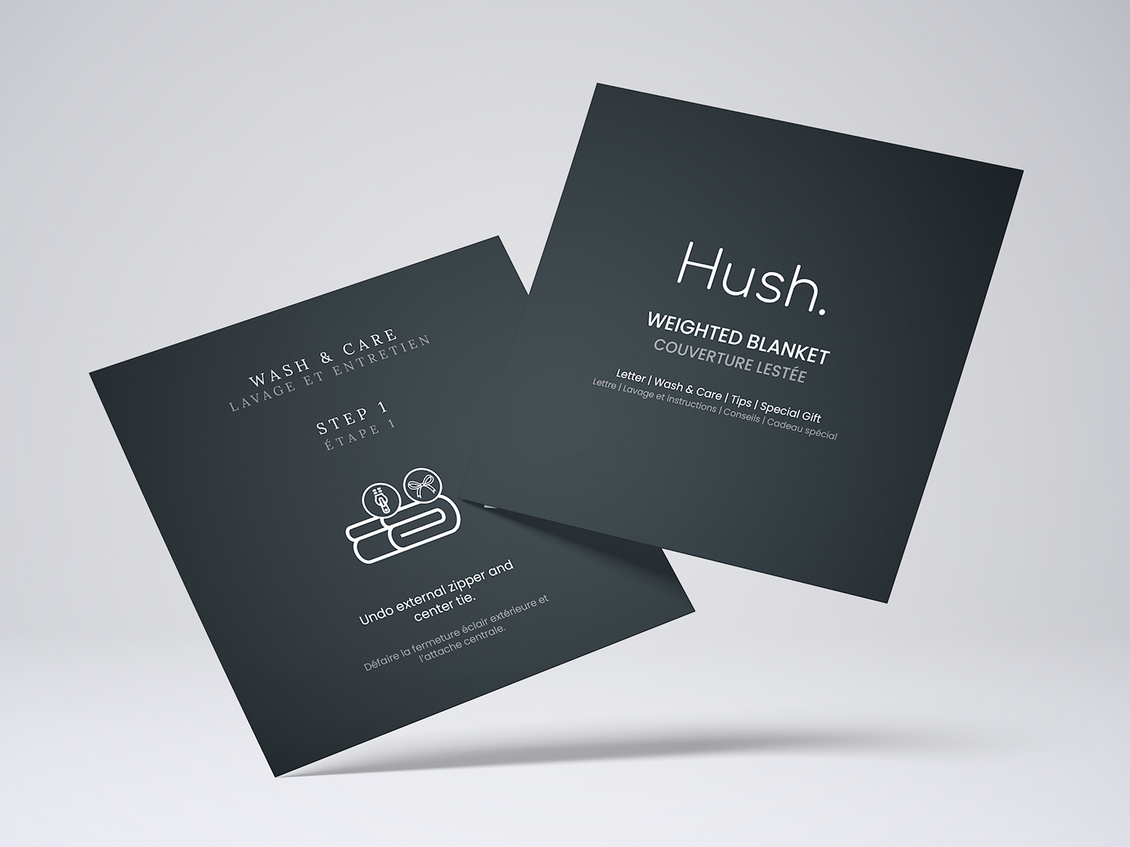Square postcard insert design for CPG snack brand, trade marketing asset for events and retail promotions, package insert layout with product imagery and brand messaging