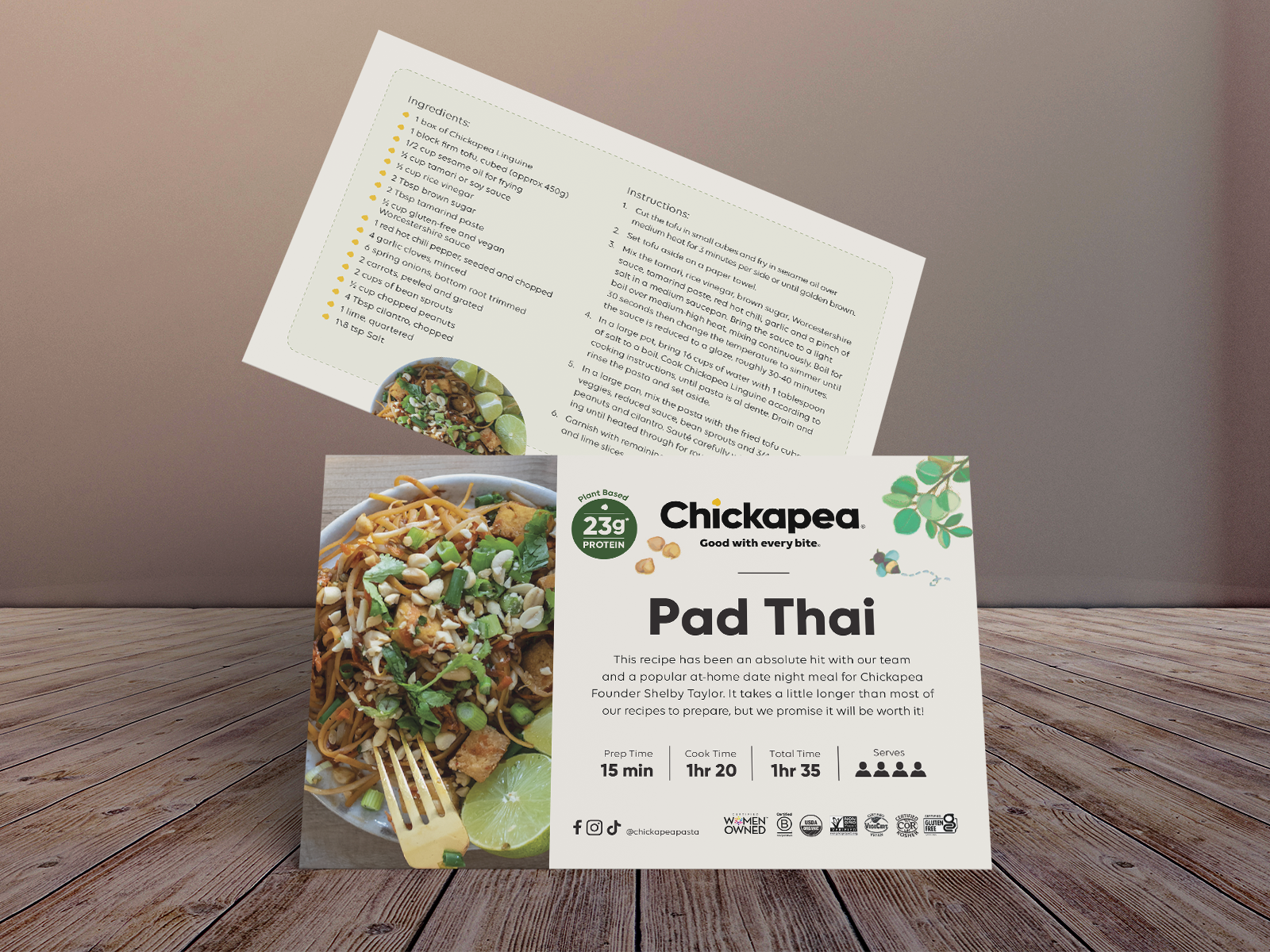 Recipe postcard design for CPG snack brand Olyra used as a trade show handout and retail promotional print featuring a breakfast bowl recipe and product imagery