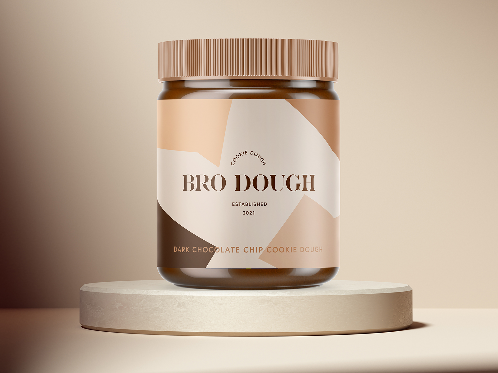 Minimalist package design mockup for CPG branding, clean jar labeling template used in retail and trade marketing presentations