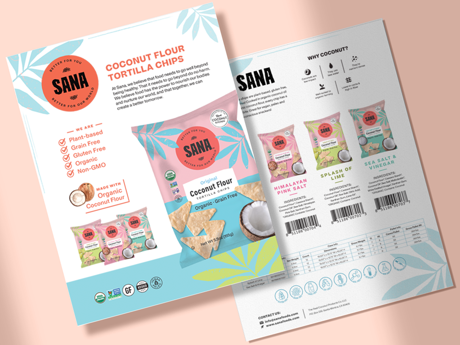 Product sell sheet design for CPG snack brand Wilde Protein Chips created for trade marketing and retail sales presentations. The layout features product imagery nutritional benefits brand story and a comparison chart to communicate value to buyers.