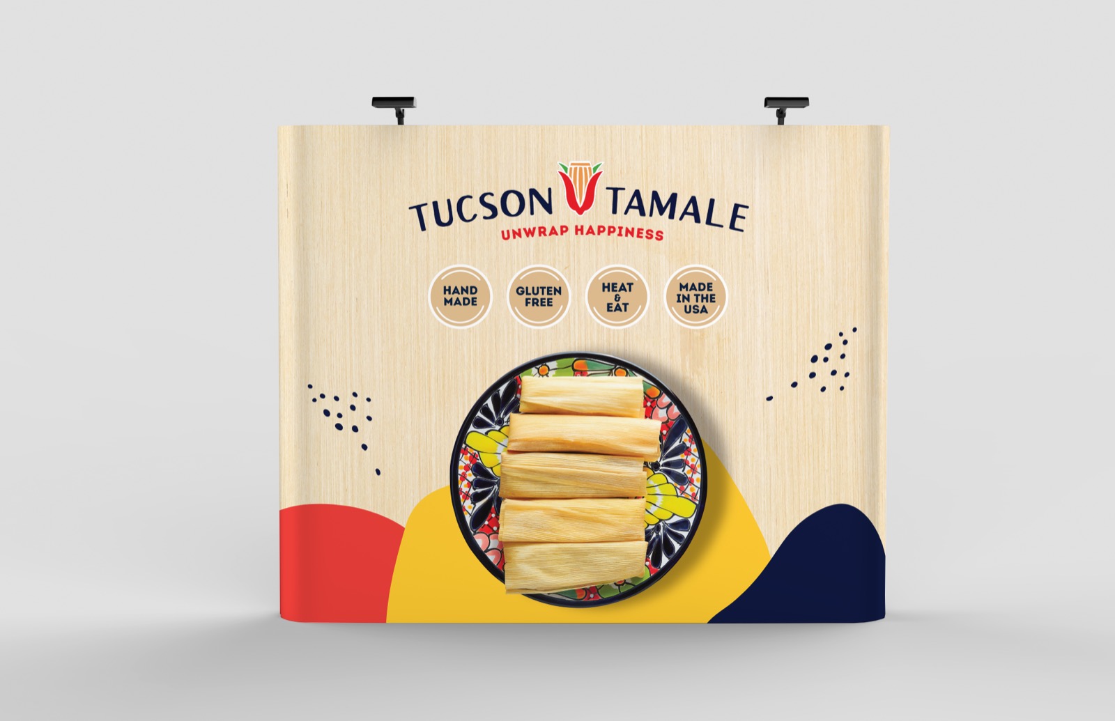 Trade show booth design and large format event signage for CPG brand Snack Co optimized for trade marketing and experiential activations