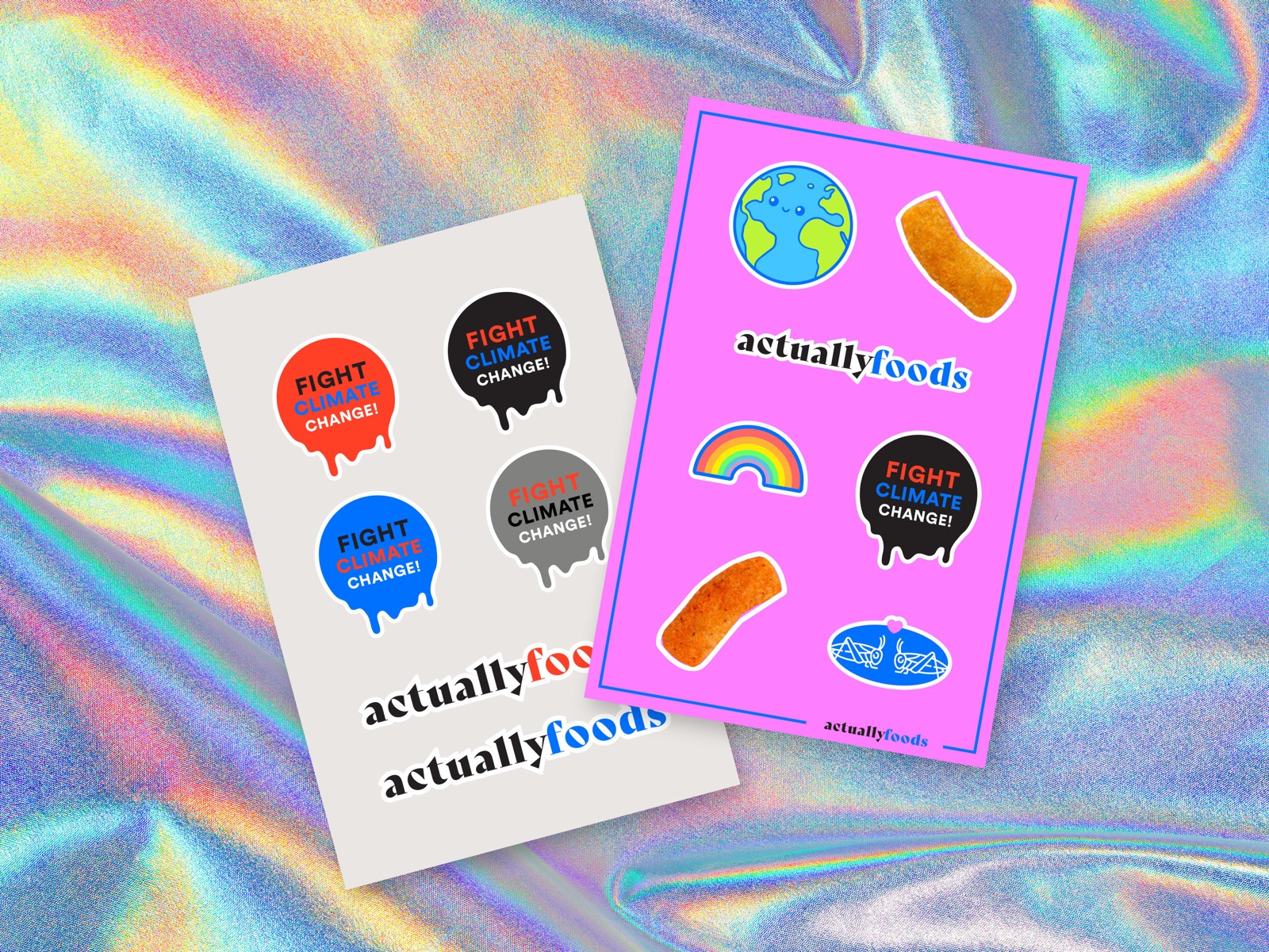 Promotional sticker design and decal set for CPG trade marketing and event giveaways featuring sustainability and climate action themes