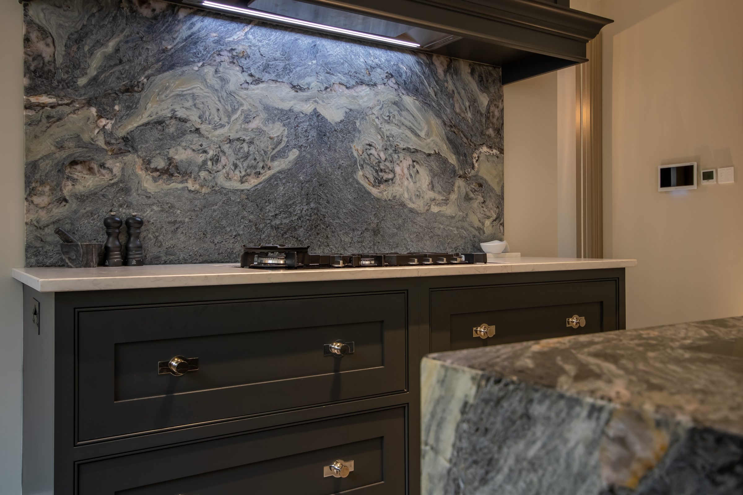 Langstone Manor bespoke cabinetry and stone detailing